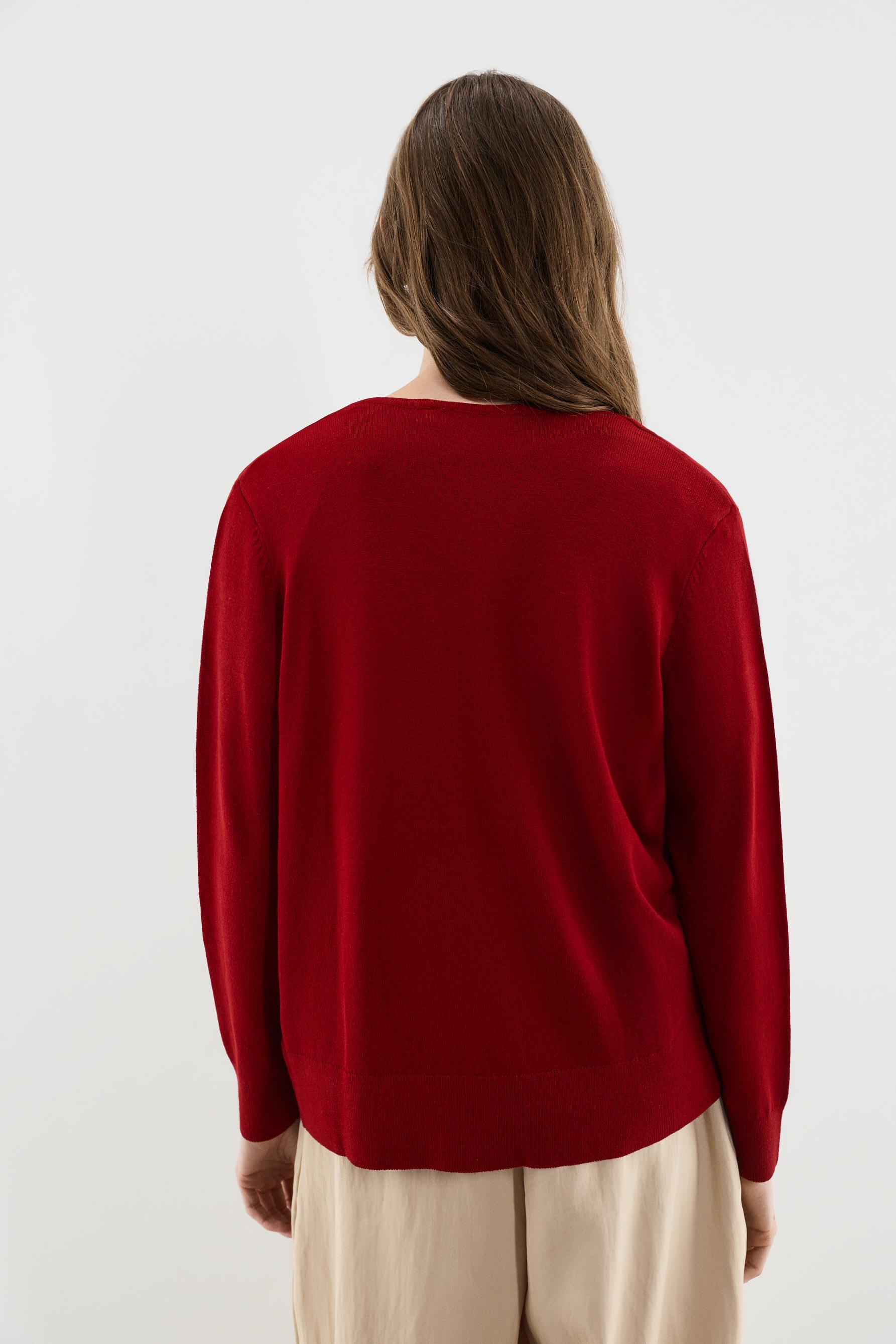 Basic V-neck sweater — RED