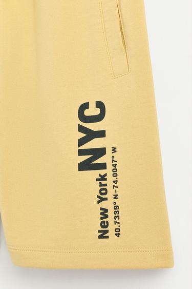 Text print plush Bermuda shorts — MUSTARD 3