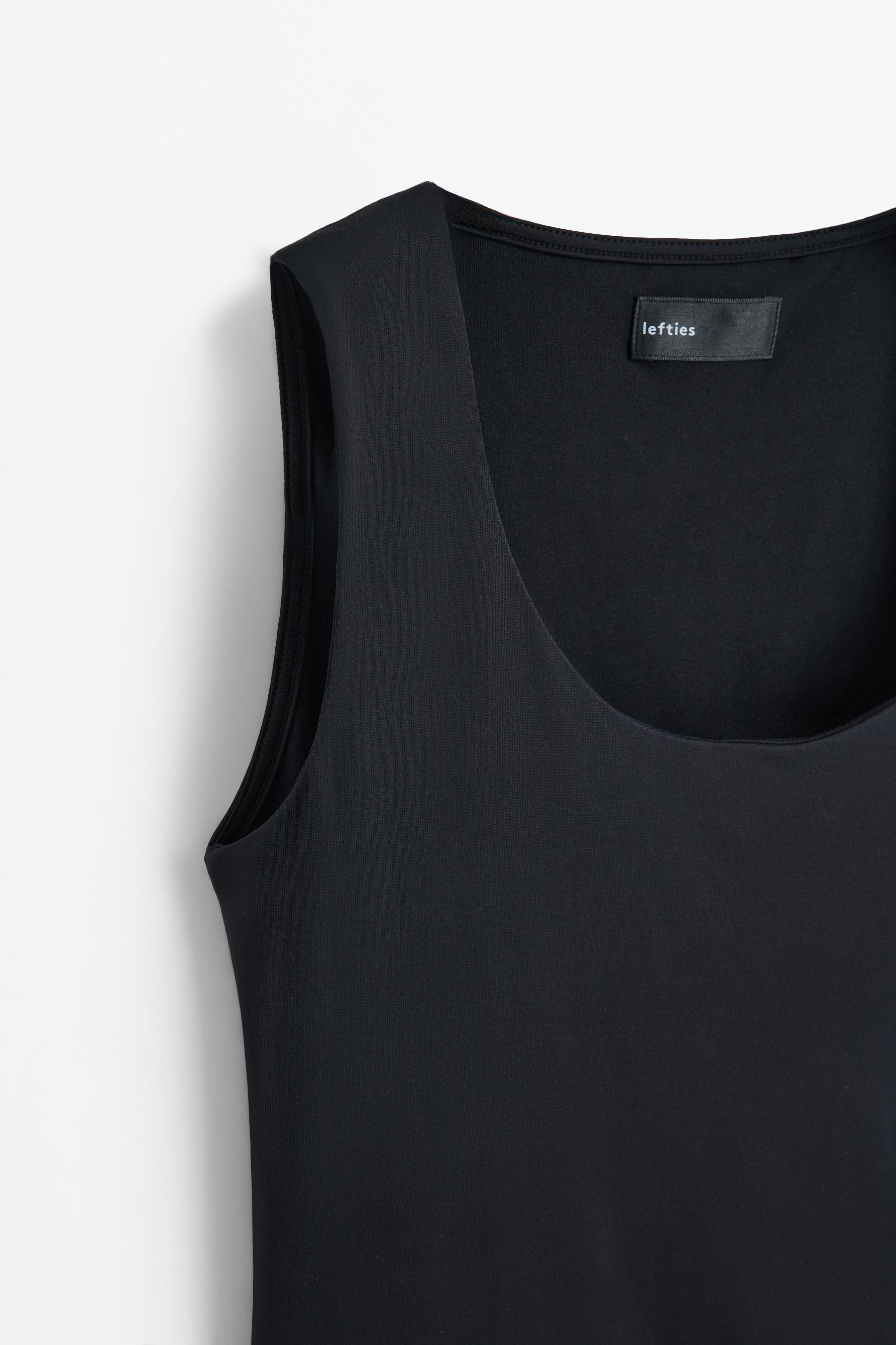Polyamide T-shirt with wide straps — BLACK