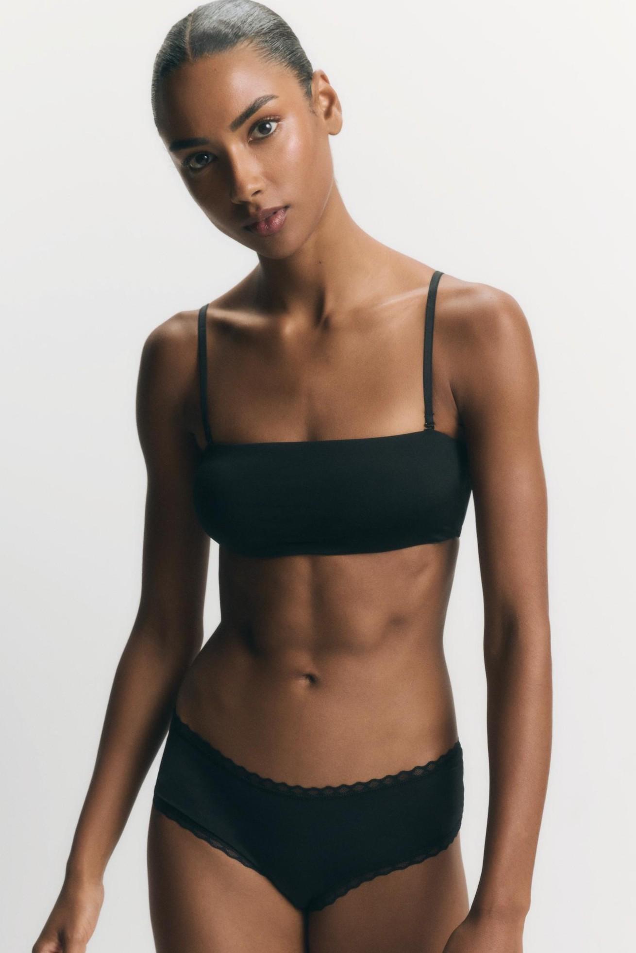 Microfibre multi-way bandeau bra — BLACK