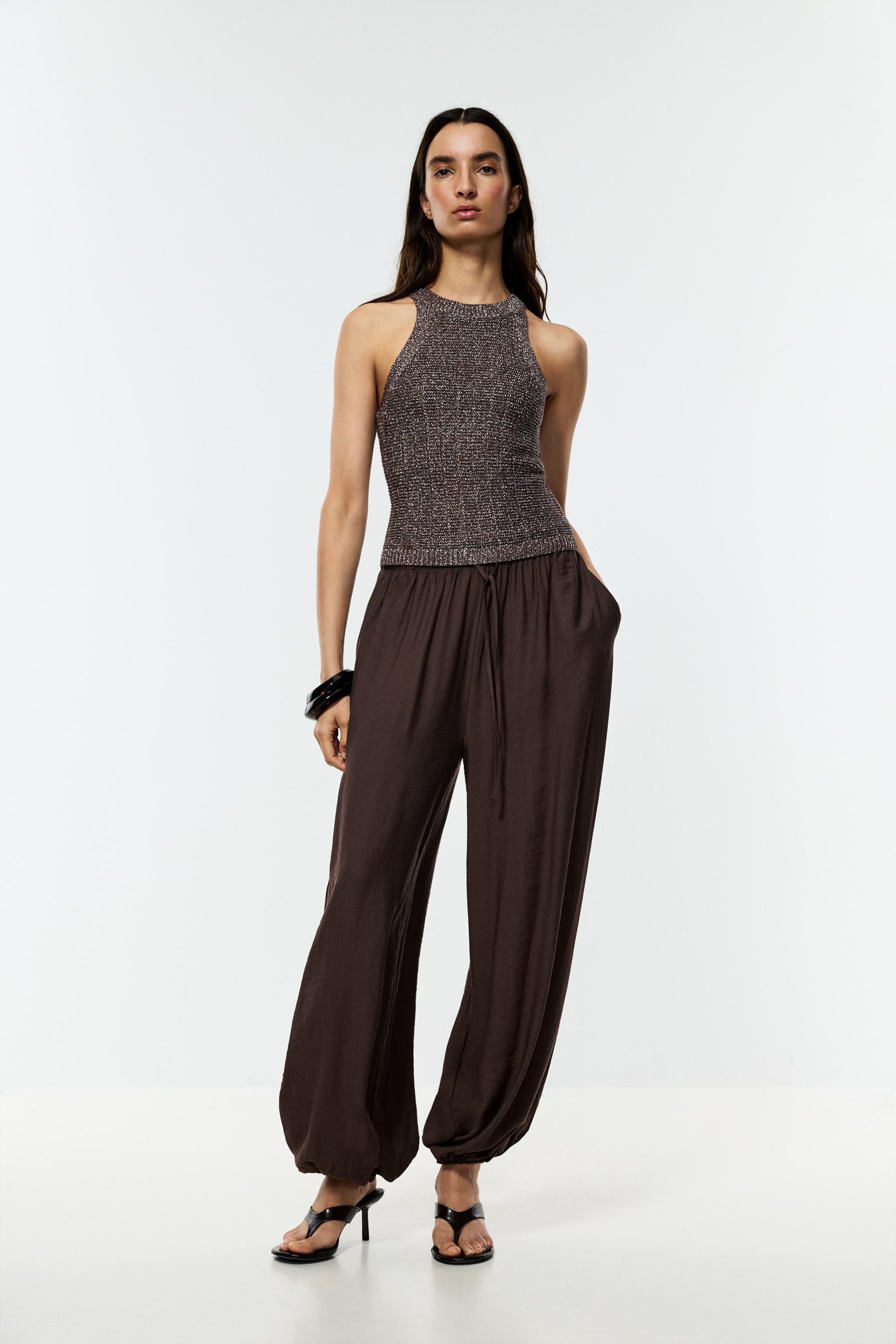 Metallic halter top — BROWN