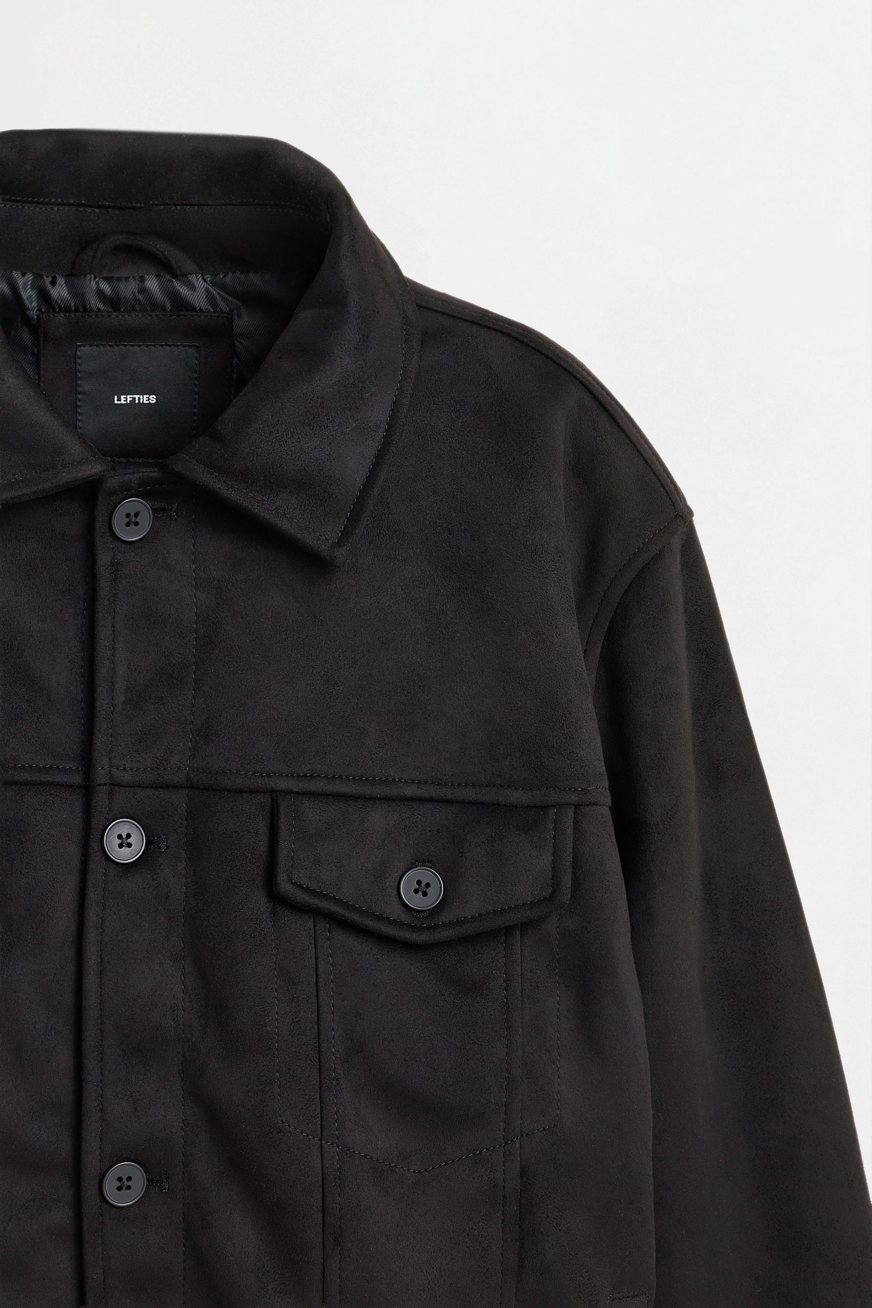Faux suede jacket — BLACK