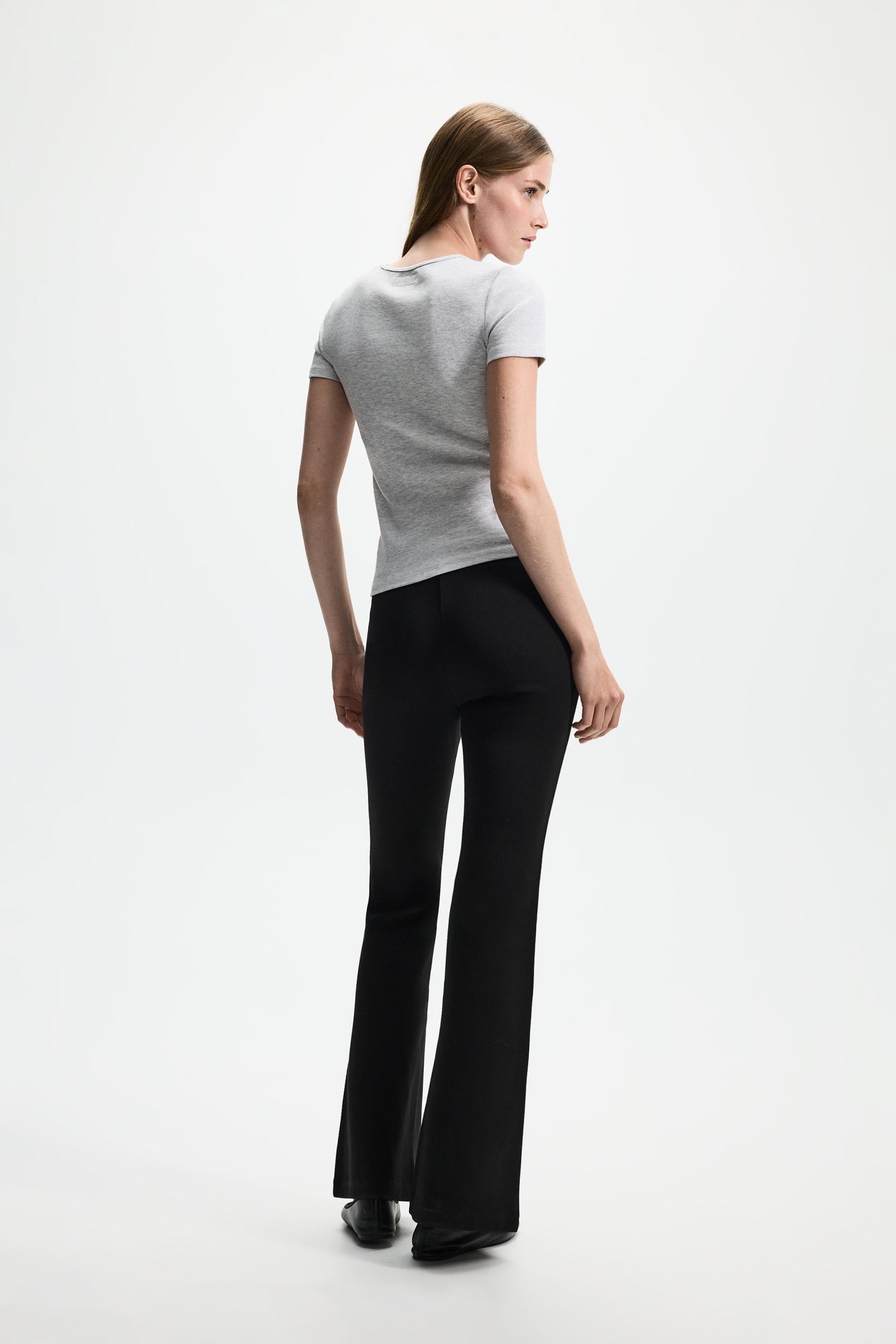 Basic interlock bell bottom trousers — BLACK