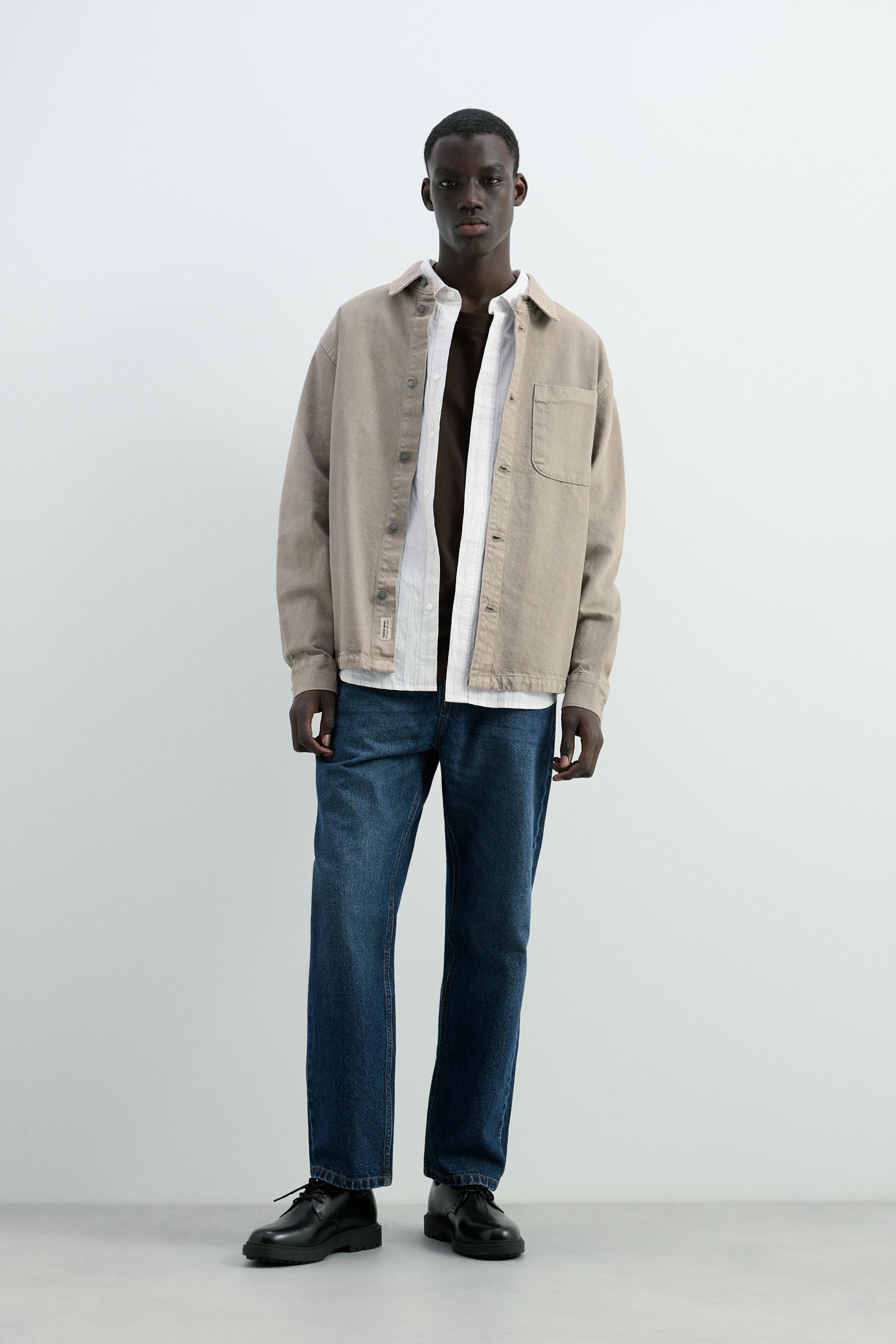Denim overshirt with pocket — GREY