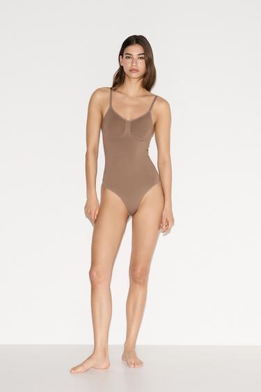 Seamless shapewear thong bodysuit — MINK 2