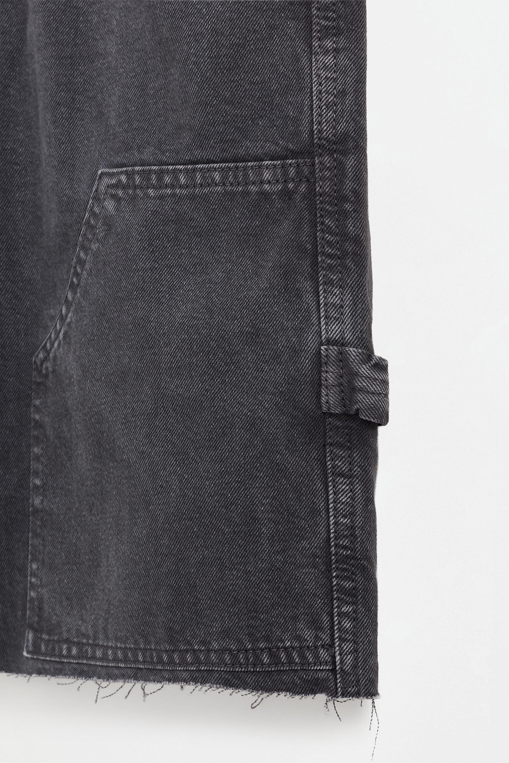 Double-knee denim Bermuda shorts — GREY