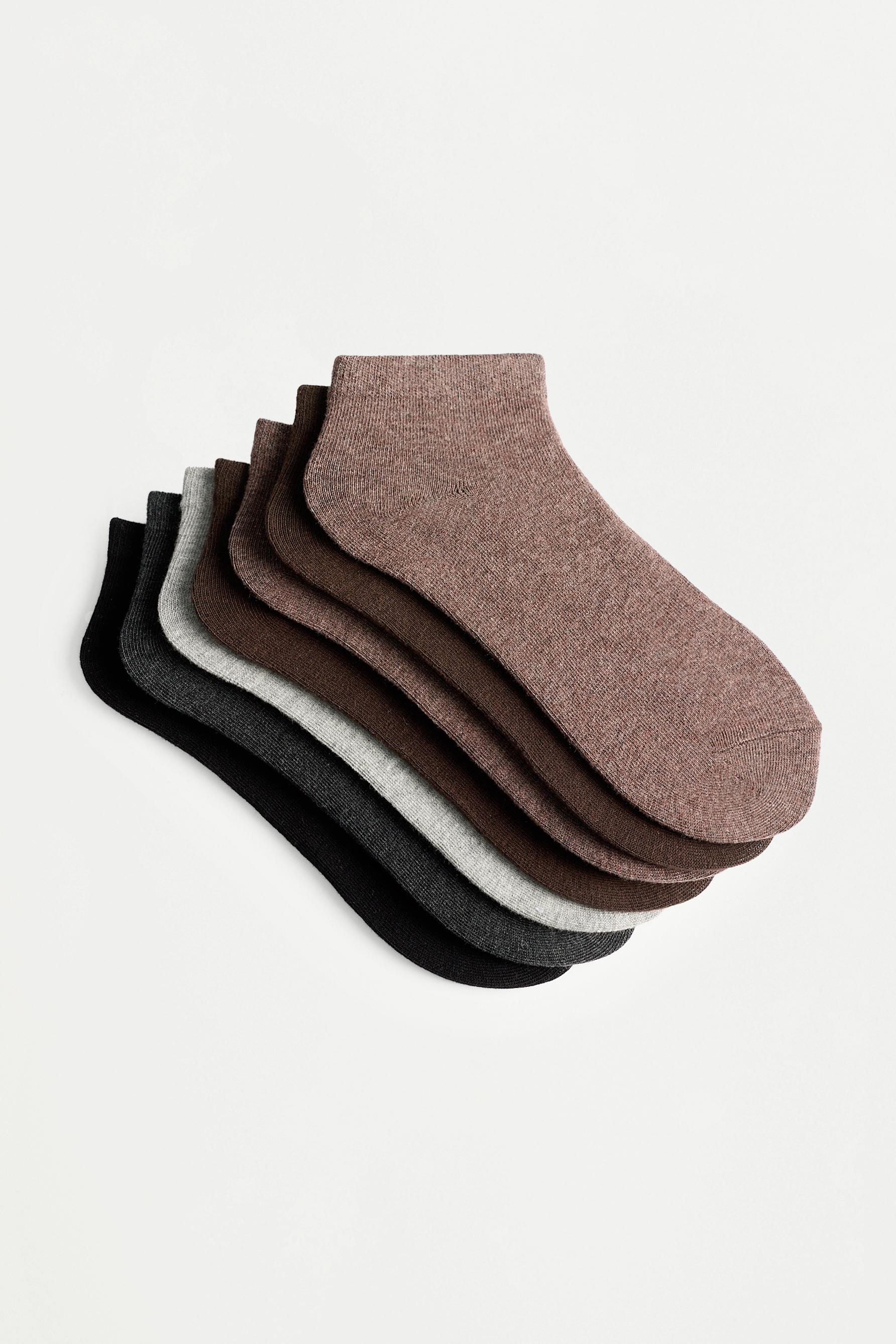 Basic short socks (7-pack) — BROWN
