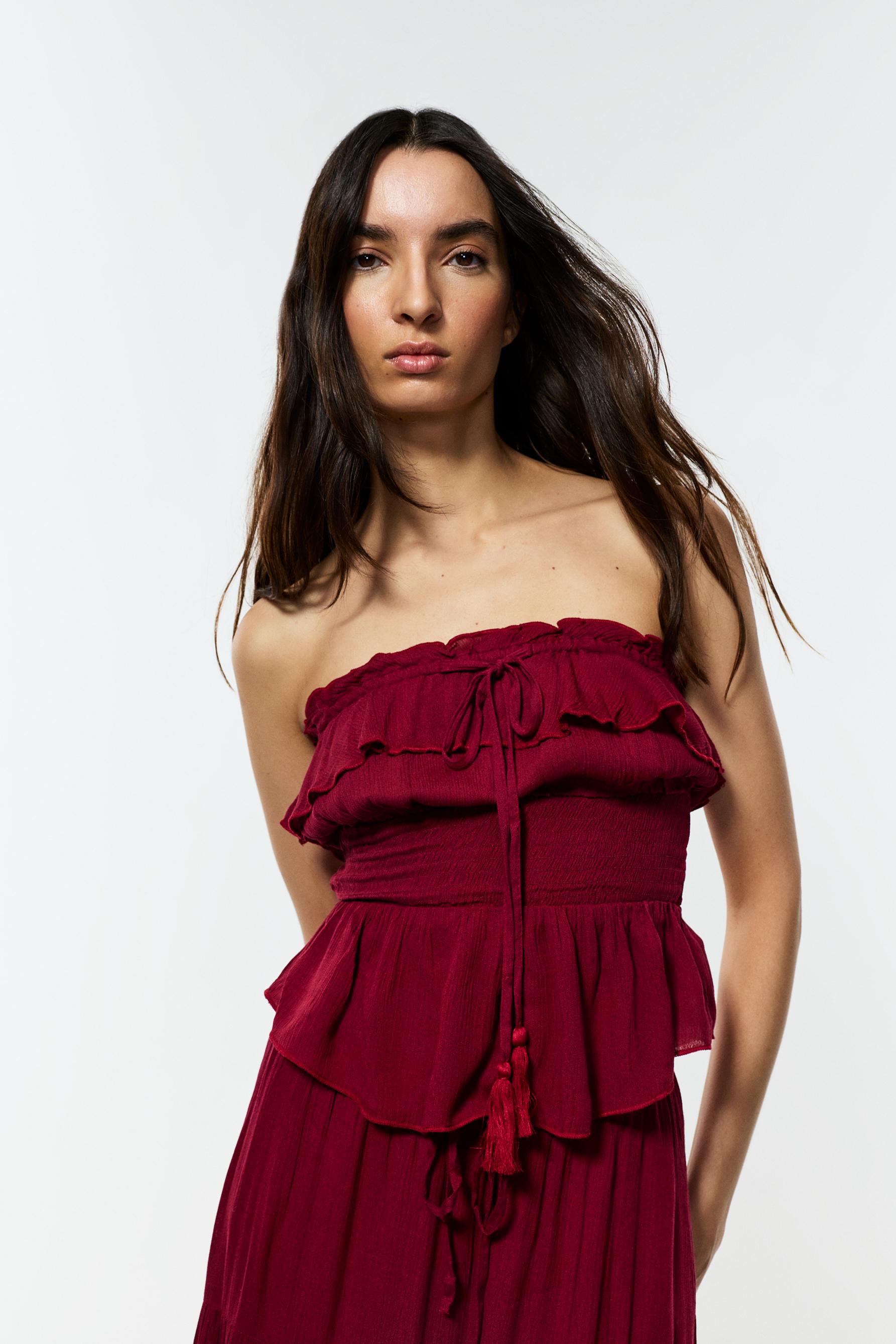 Ruffled top — MAROON