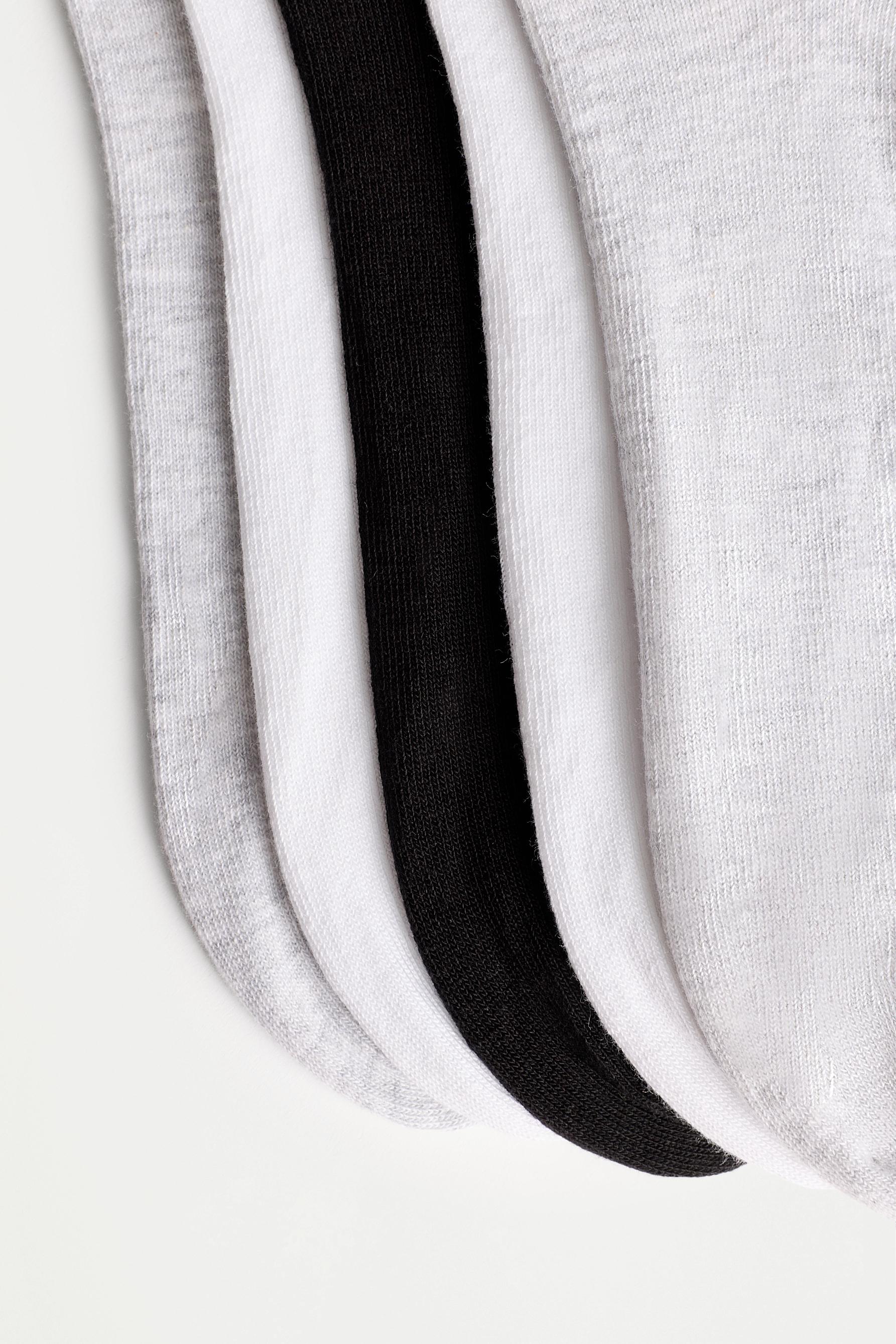 10-pack of ribbed short socks — WHITE/GREY