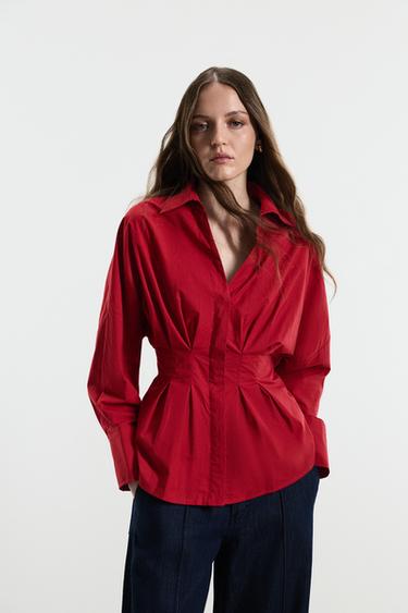 Pleated waist shirt — DARK PINK 1