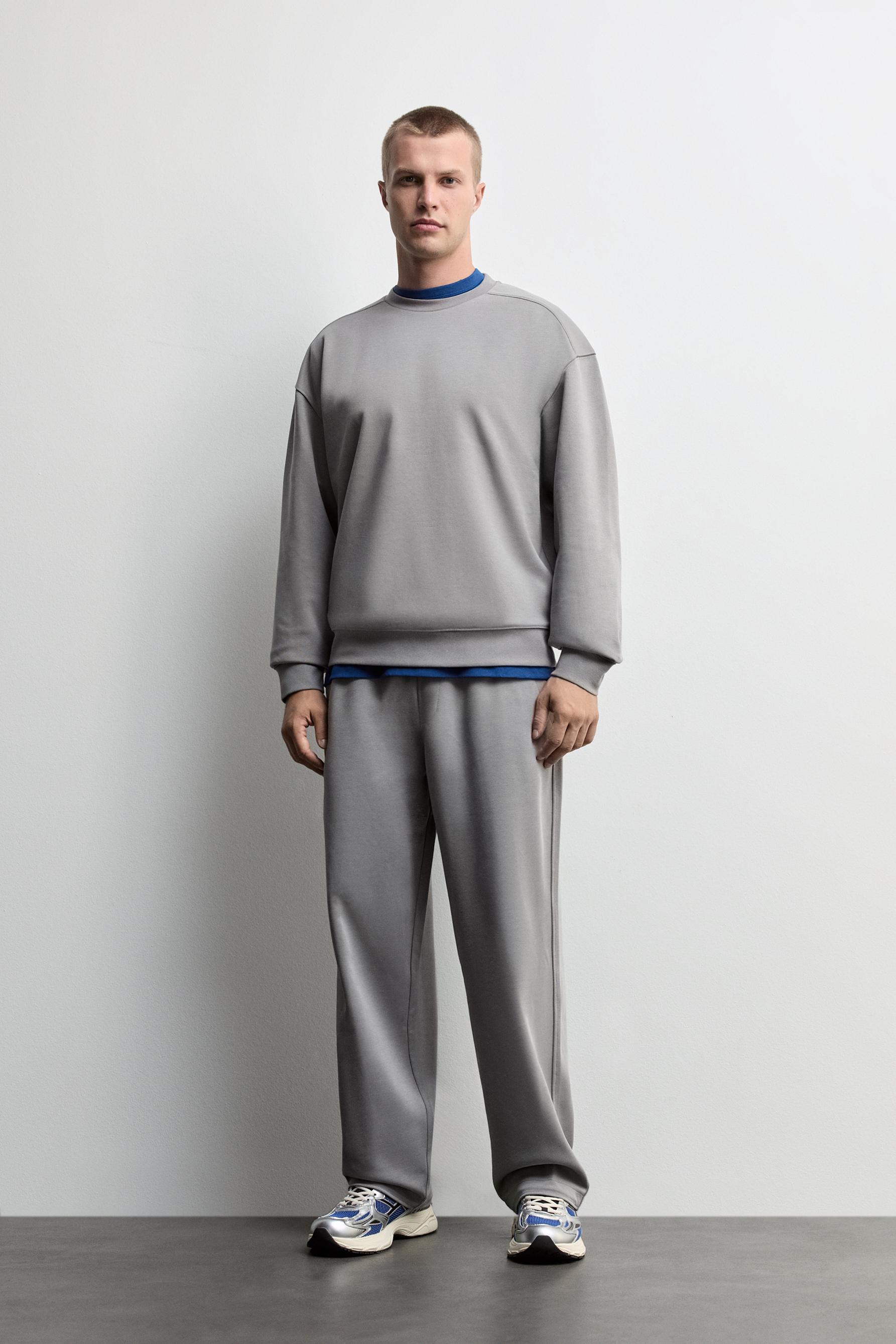 Round neck interlock sweatshirt — MEDIUM GREY