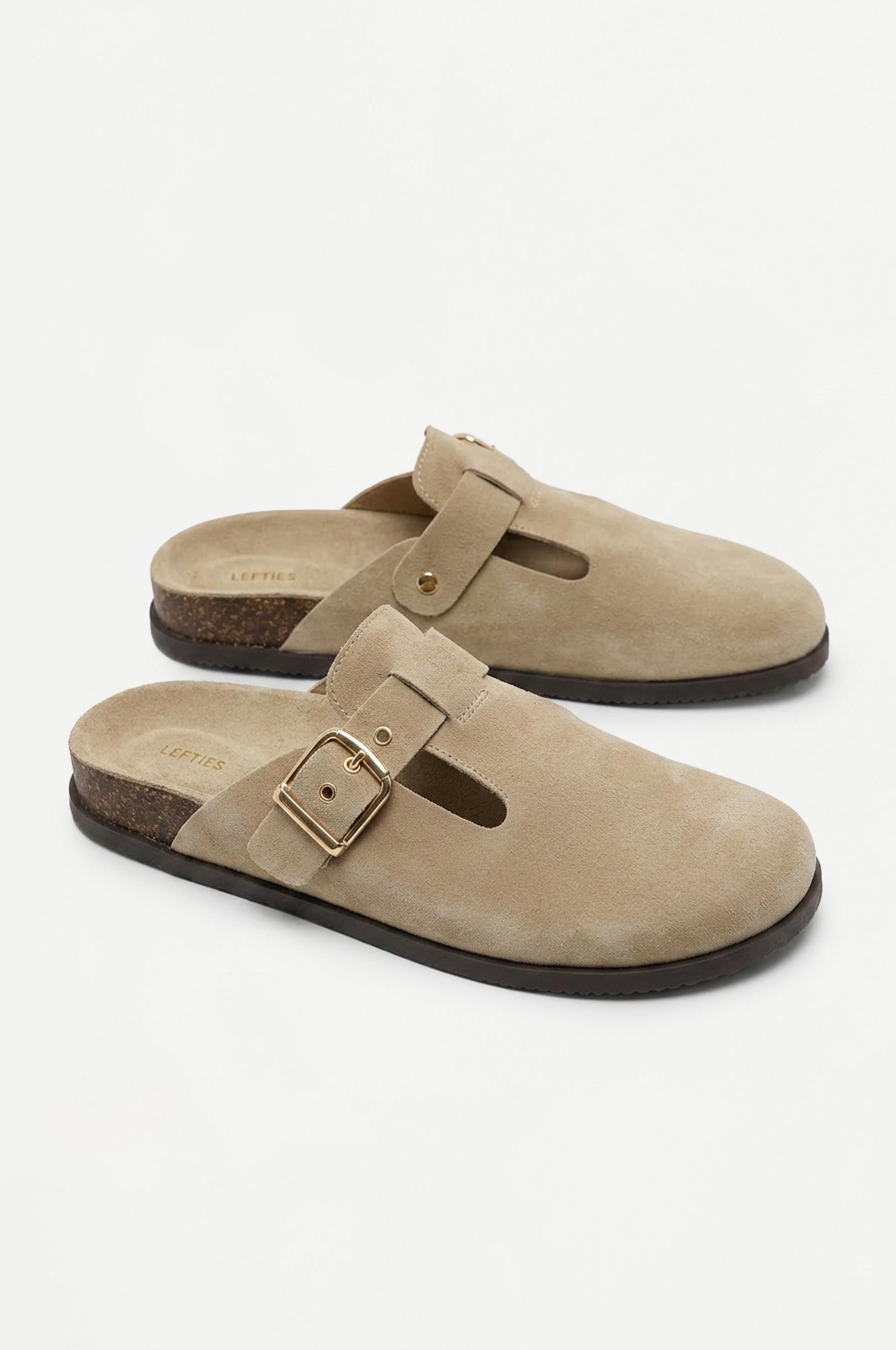 Faux suede clogs — LEATHER