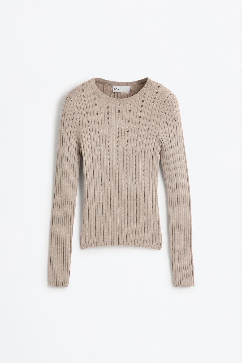 Openwork ribbed sweater