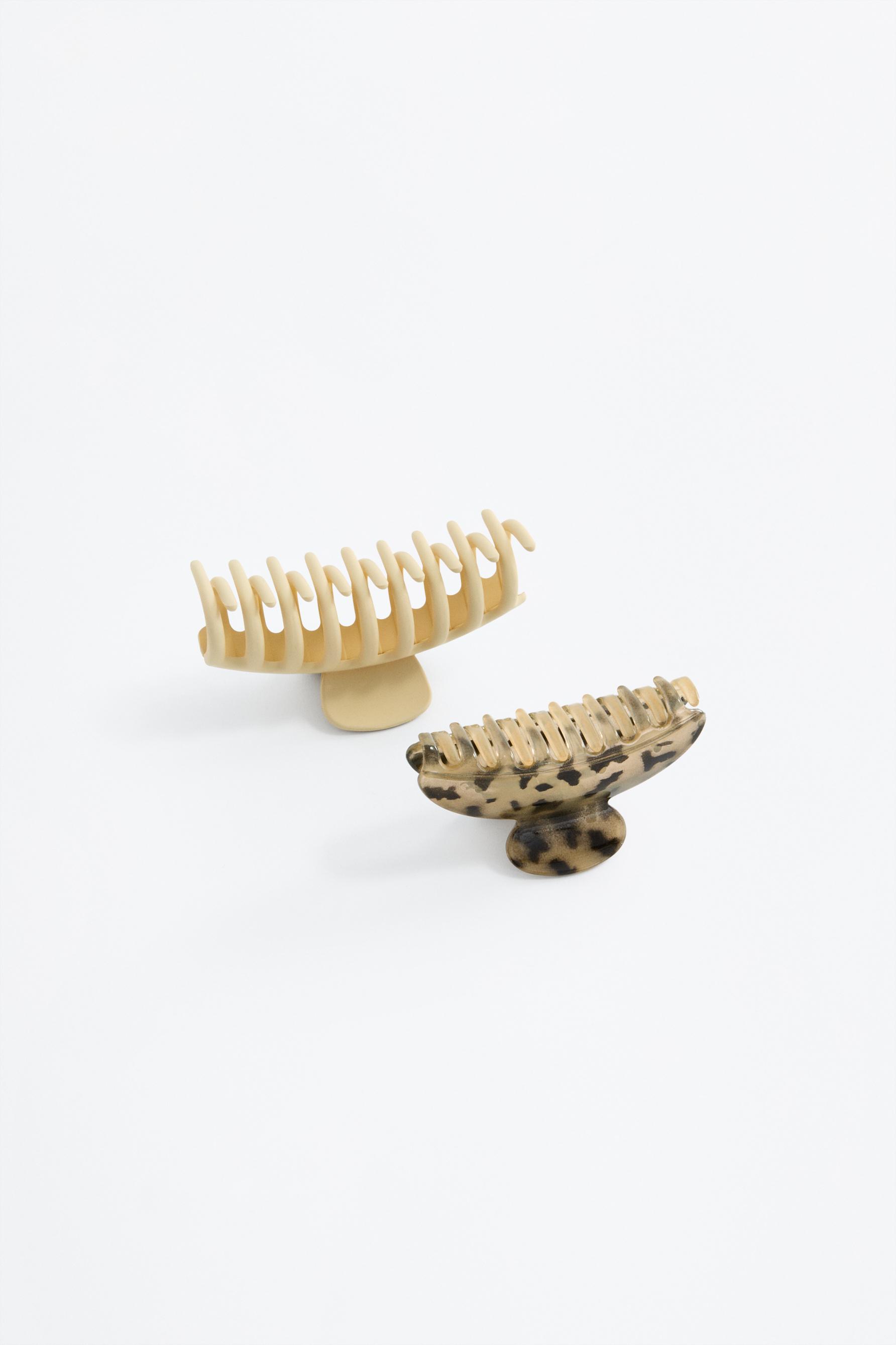 Pack of 2 assorted hair clips — ECRU