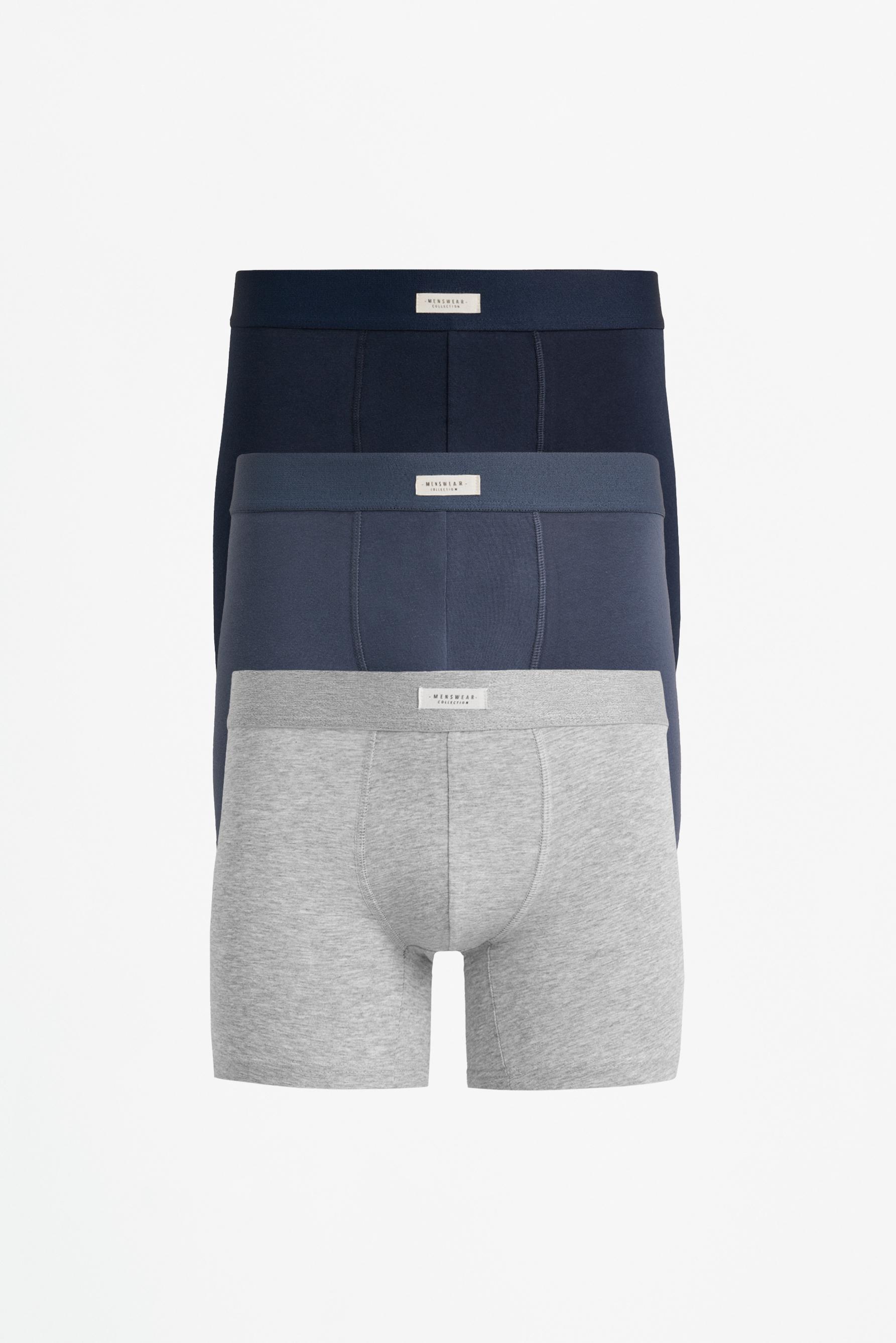 3-pack of long basic boxers — BLUE