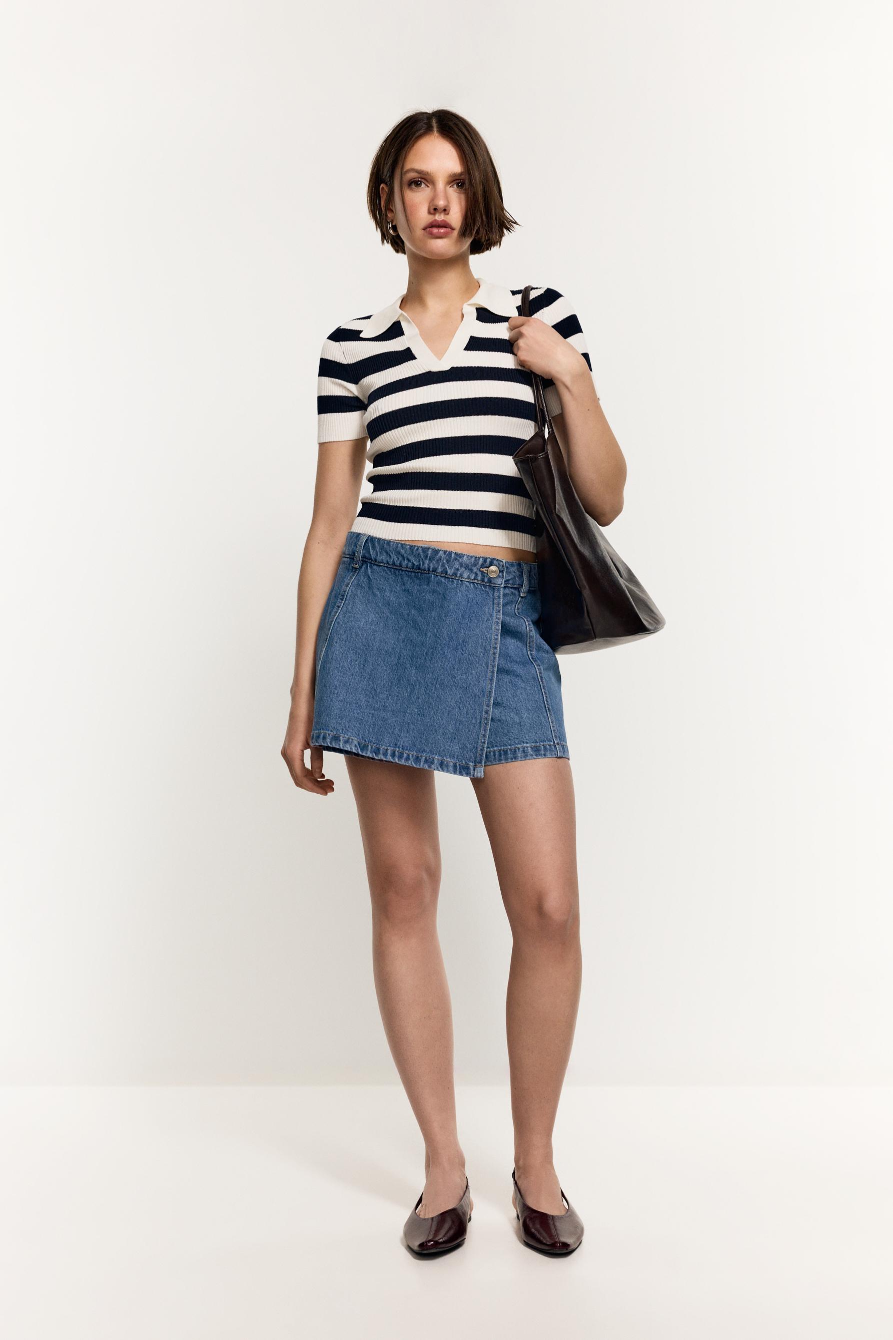 Falda pantalón denim