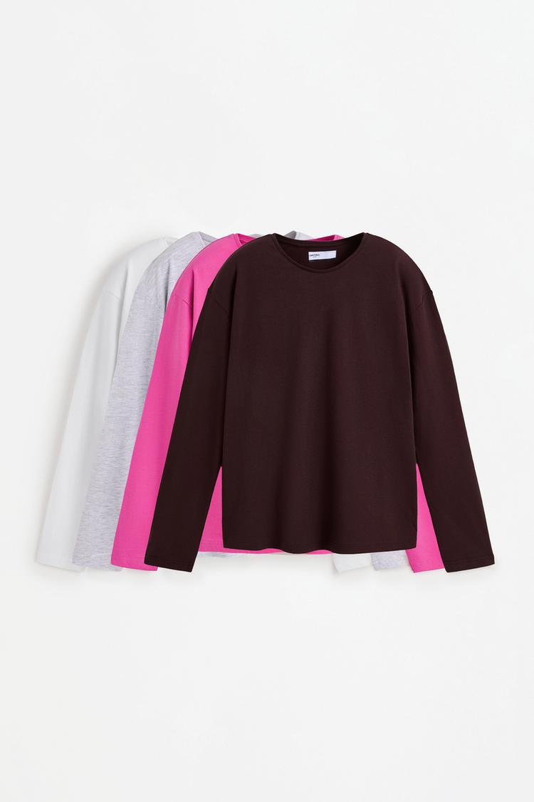 4-Pack of long sleeve T-shirts — FUCHSIA