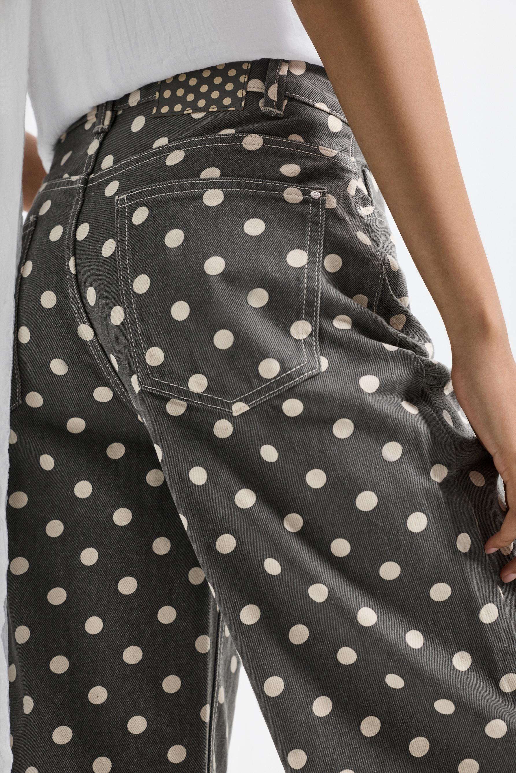 Basic printed culotte jeans — PEARL/BEIGE