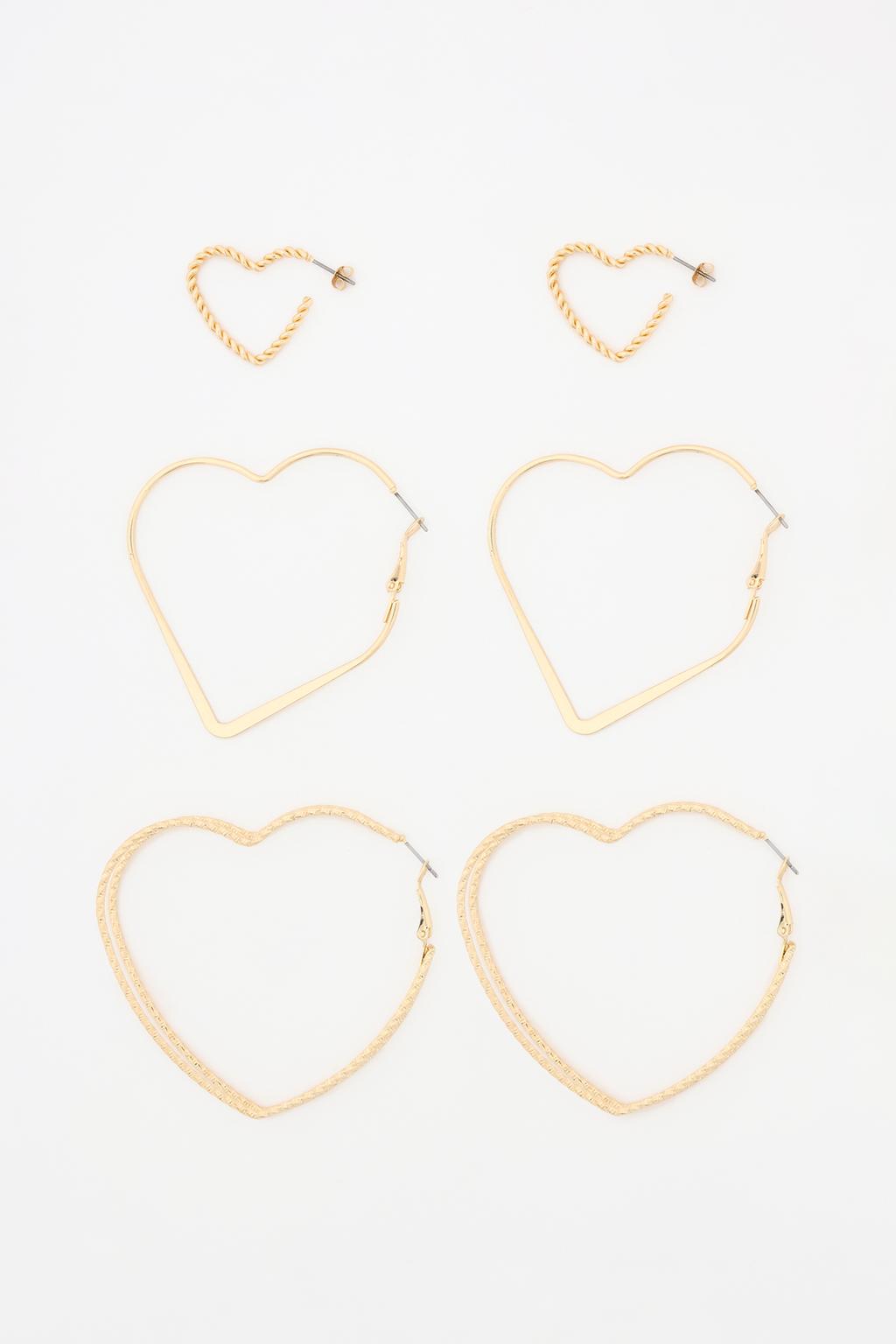 3-pack of heart earrings