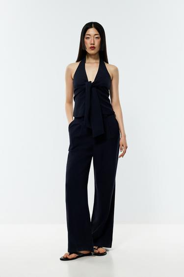 Halter top with front knot — NAVY BLUE 2