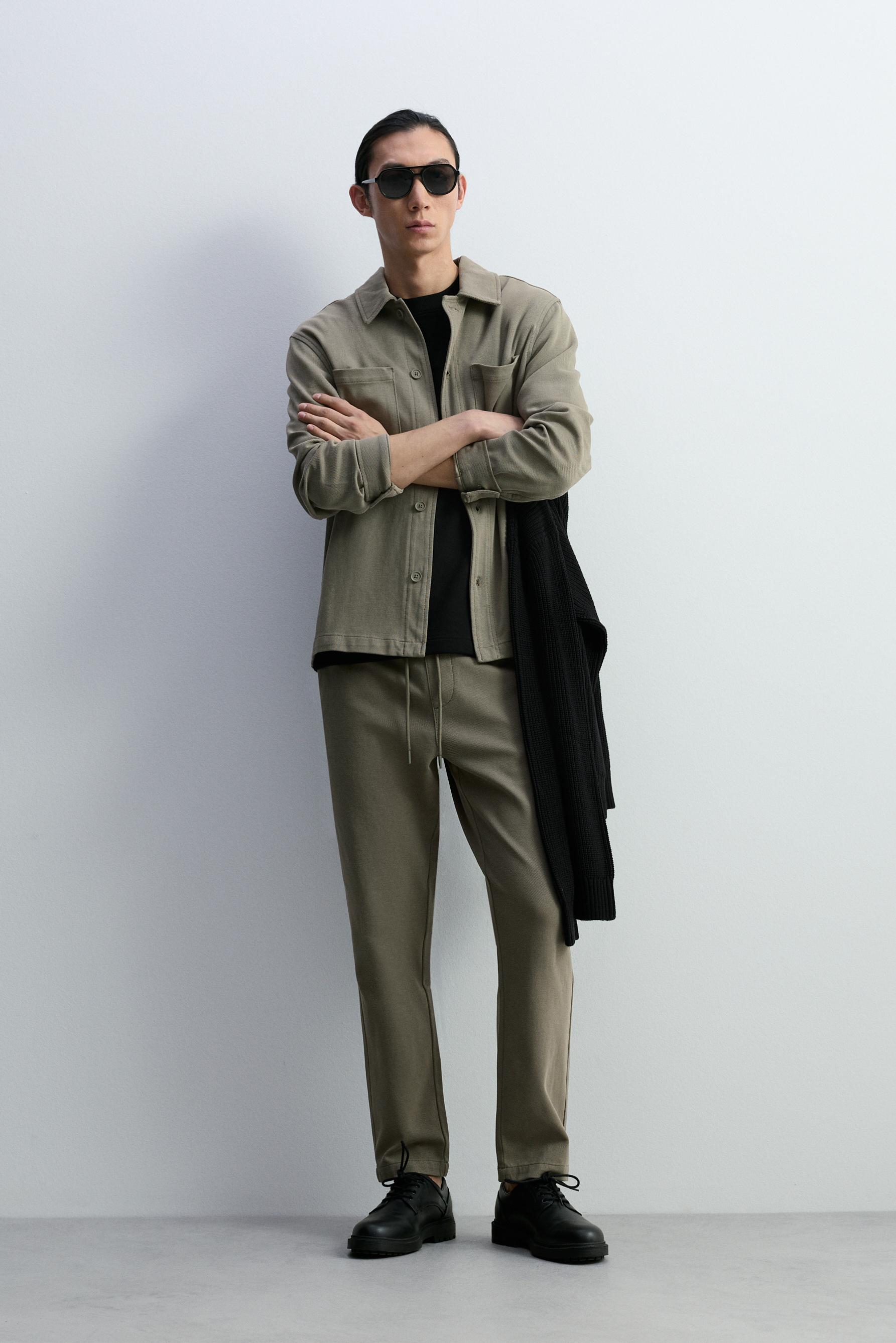 Textured joggers — KHAKI