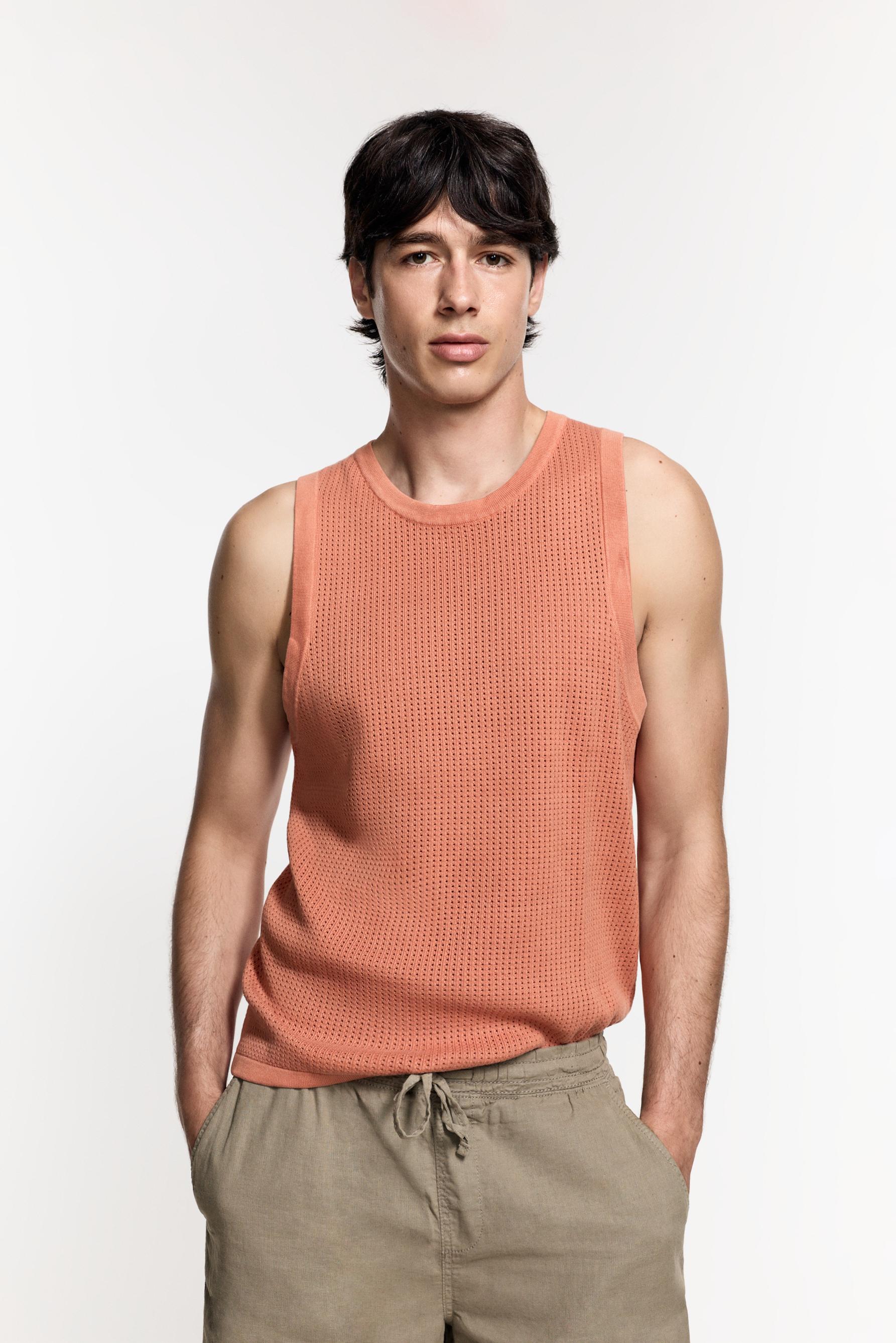 Cutwork strappy T-shirt — ORANGE