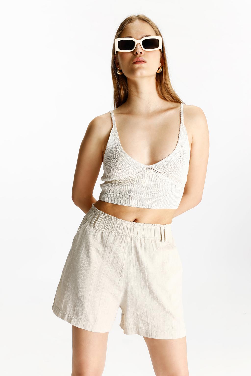 Cotton-linen shorts