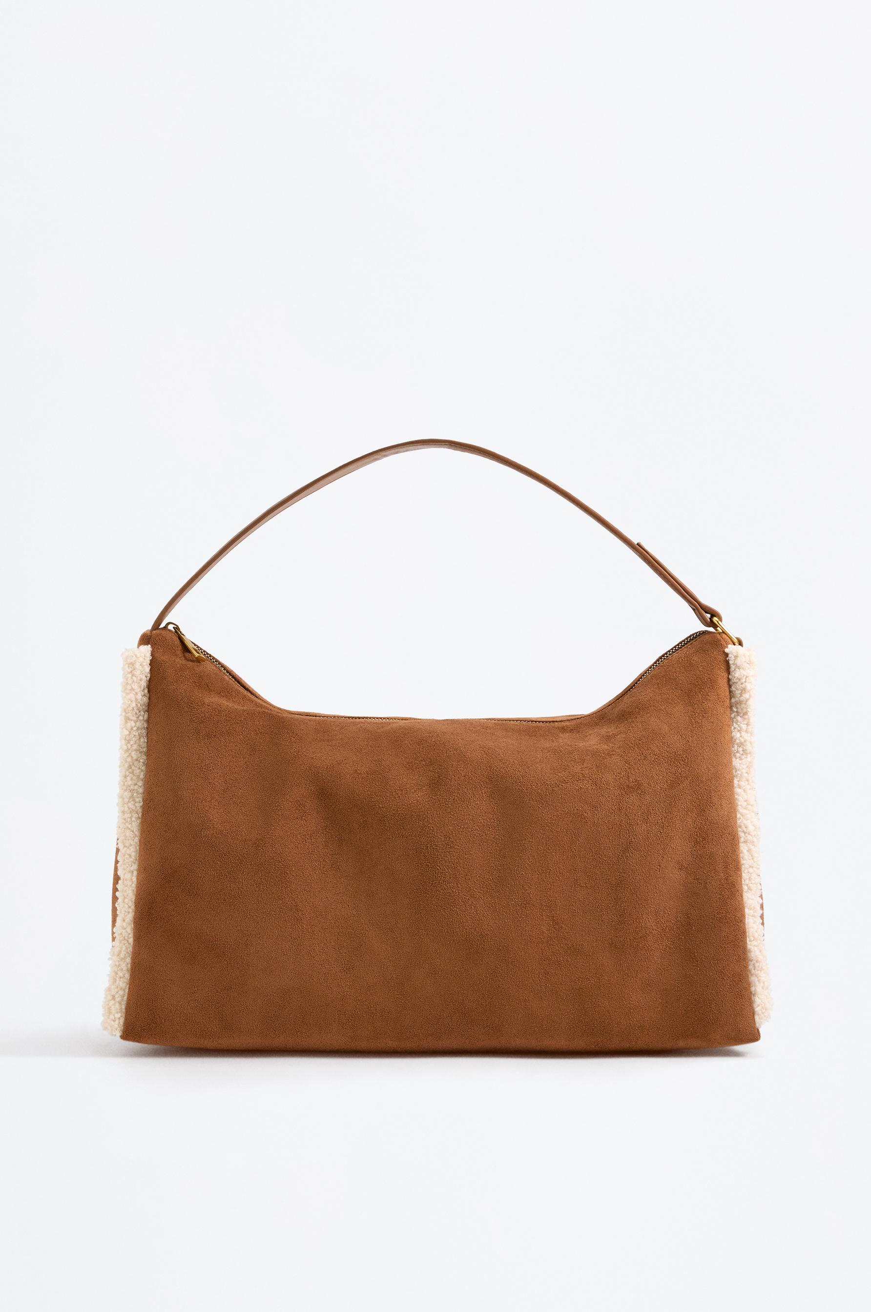 Bolso de hombro efecto suede borrego