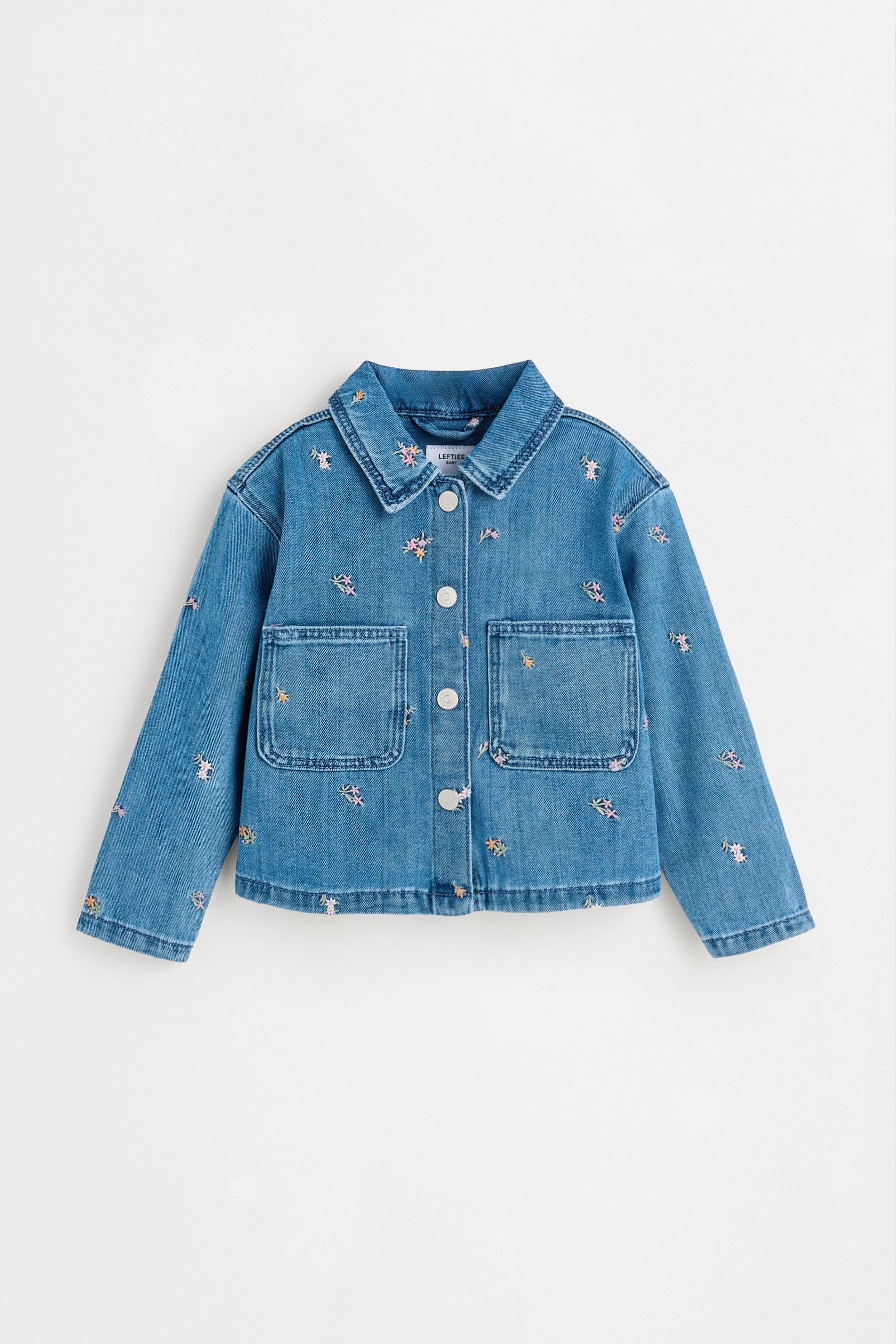 Embroidered denim jacket — FADED BLUE