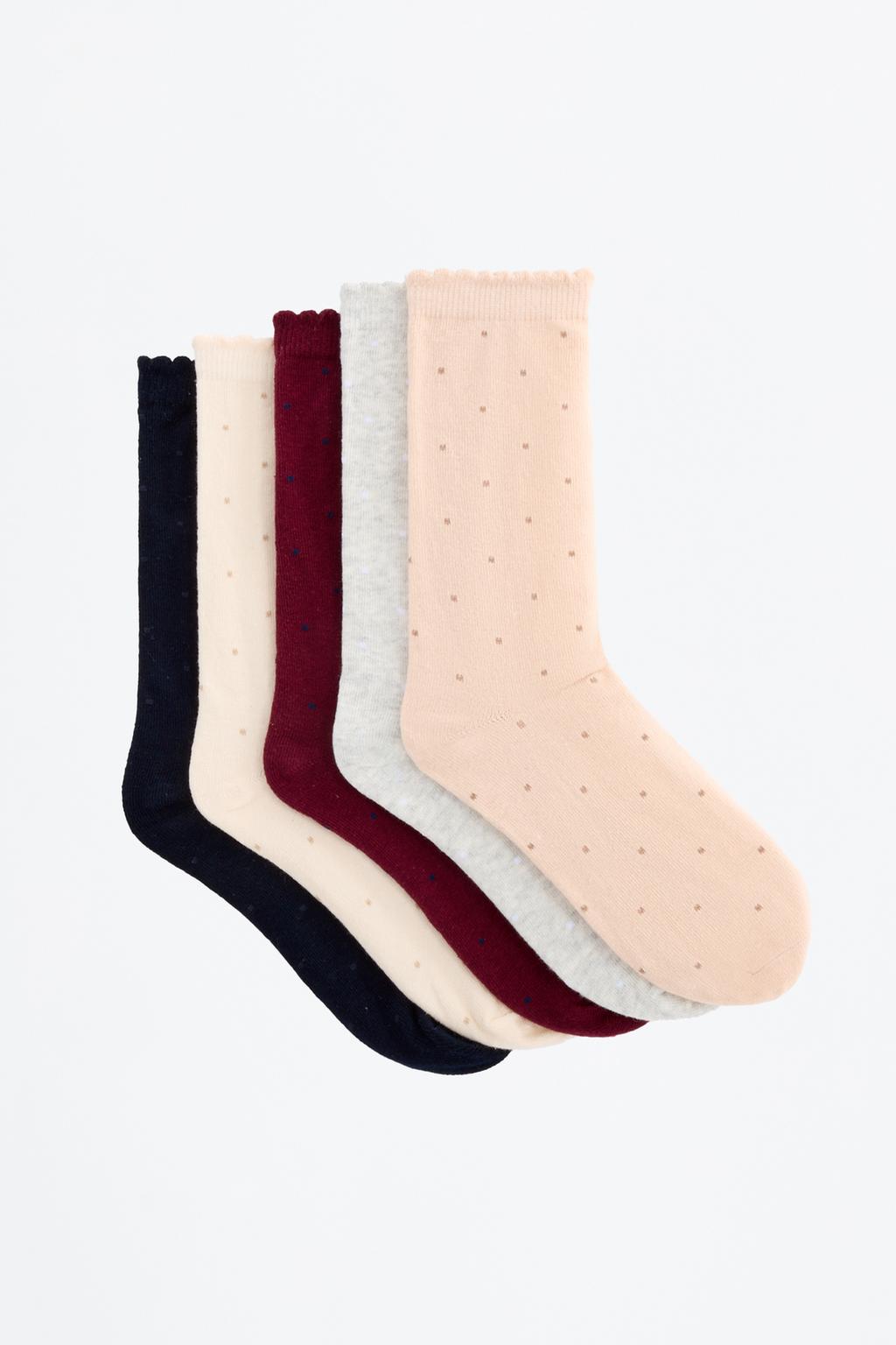 5-pack of long polka dot socks