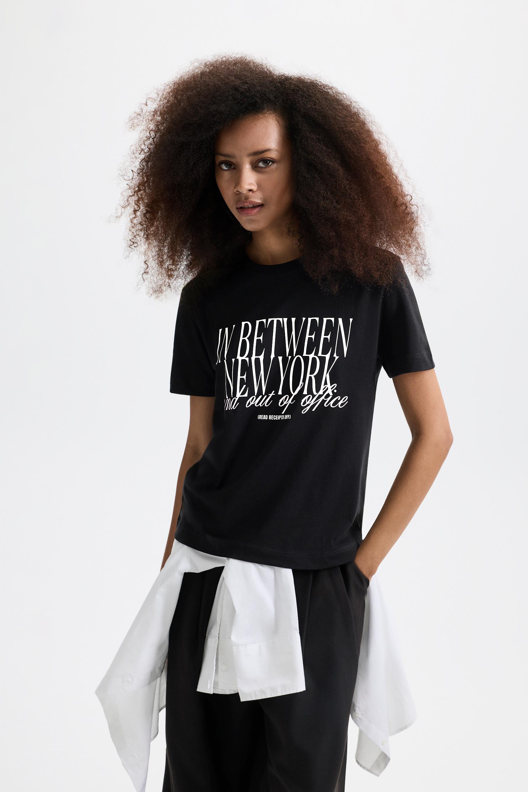 Printed T-shirt — BLACK/WHITE