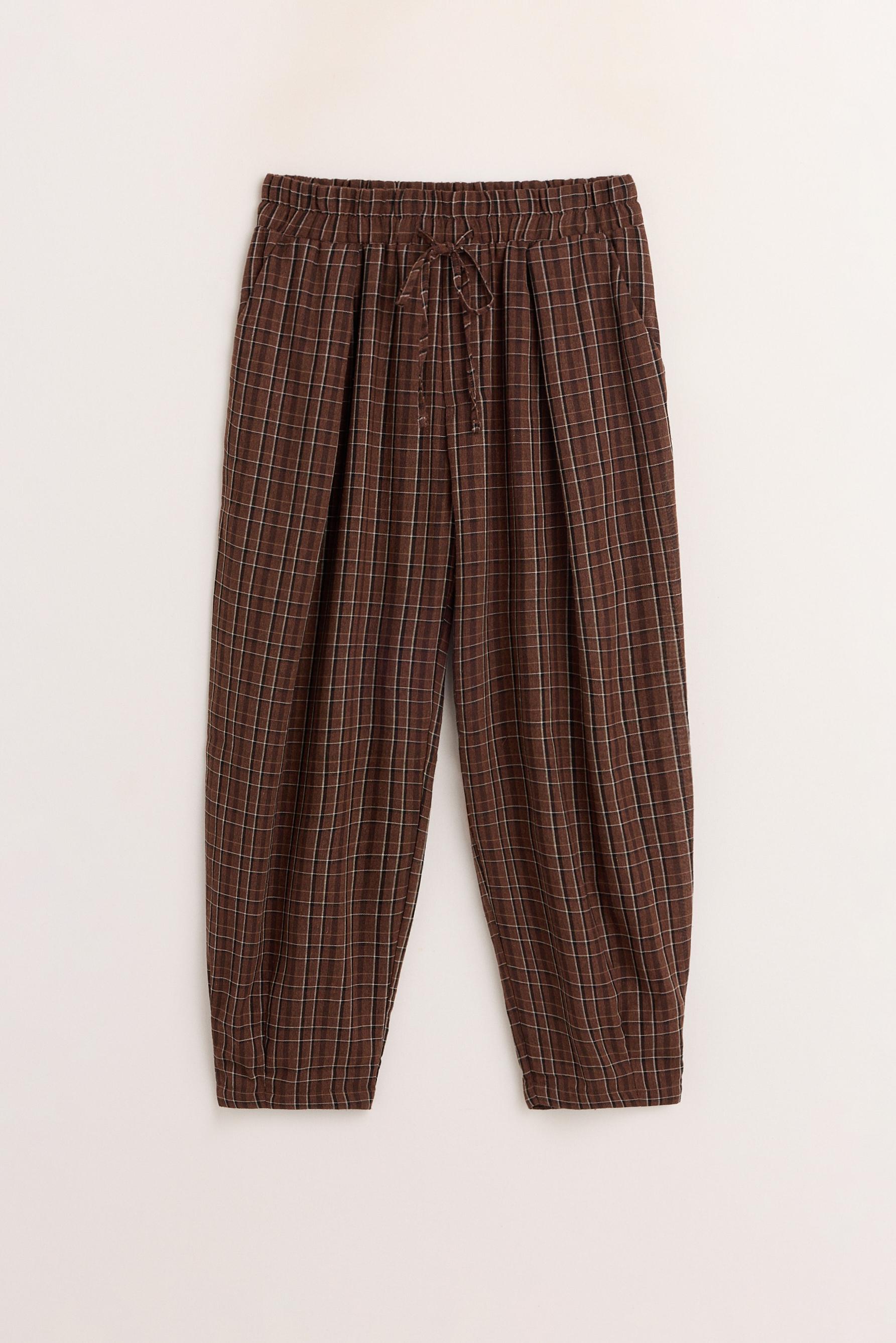 Balloon fit checked joggers — BROWN