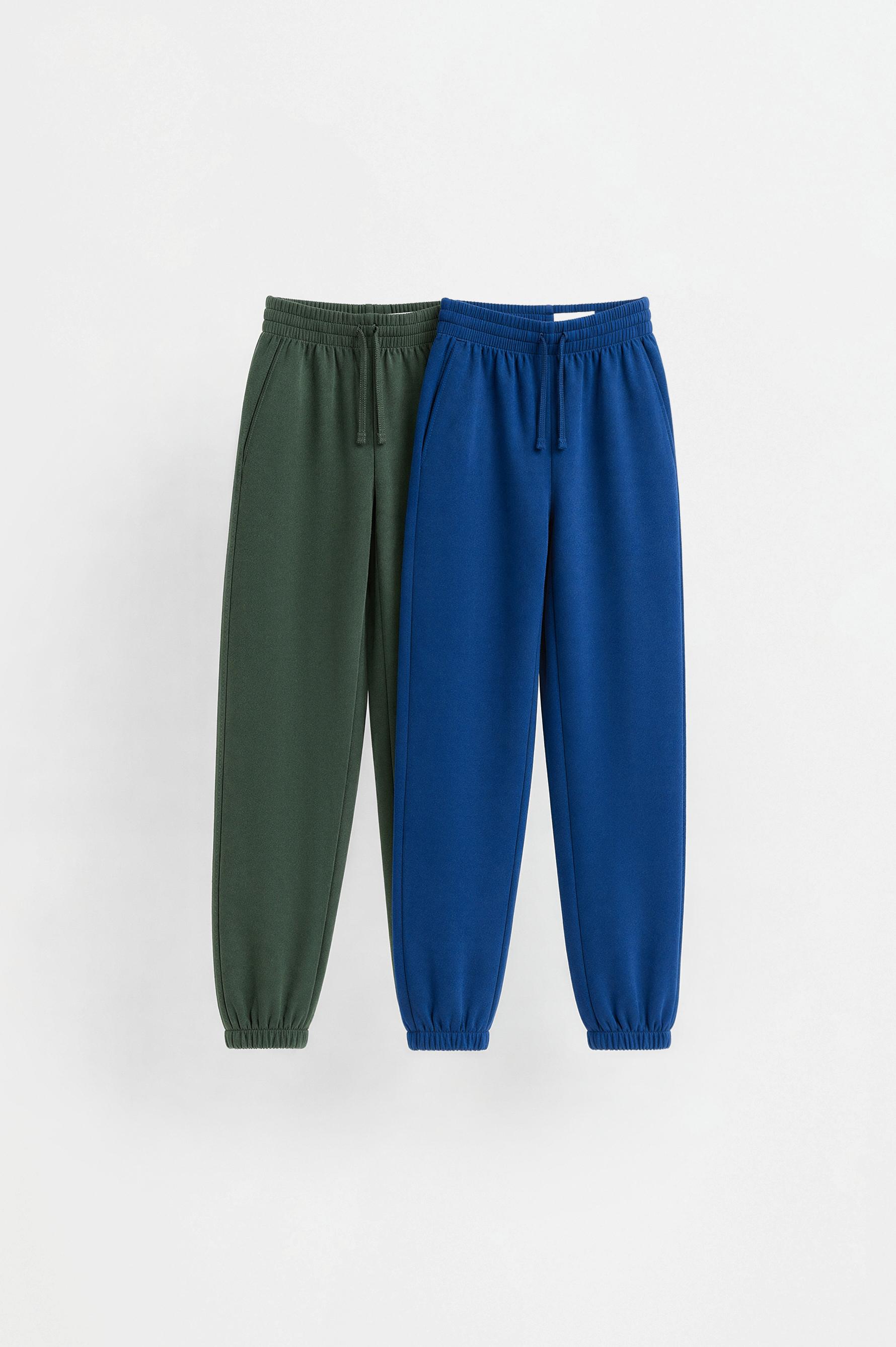 Pack of 2 plain plush trousers — BILLIARD GREEN