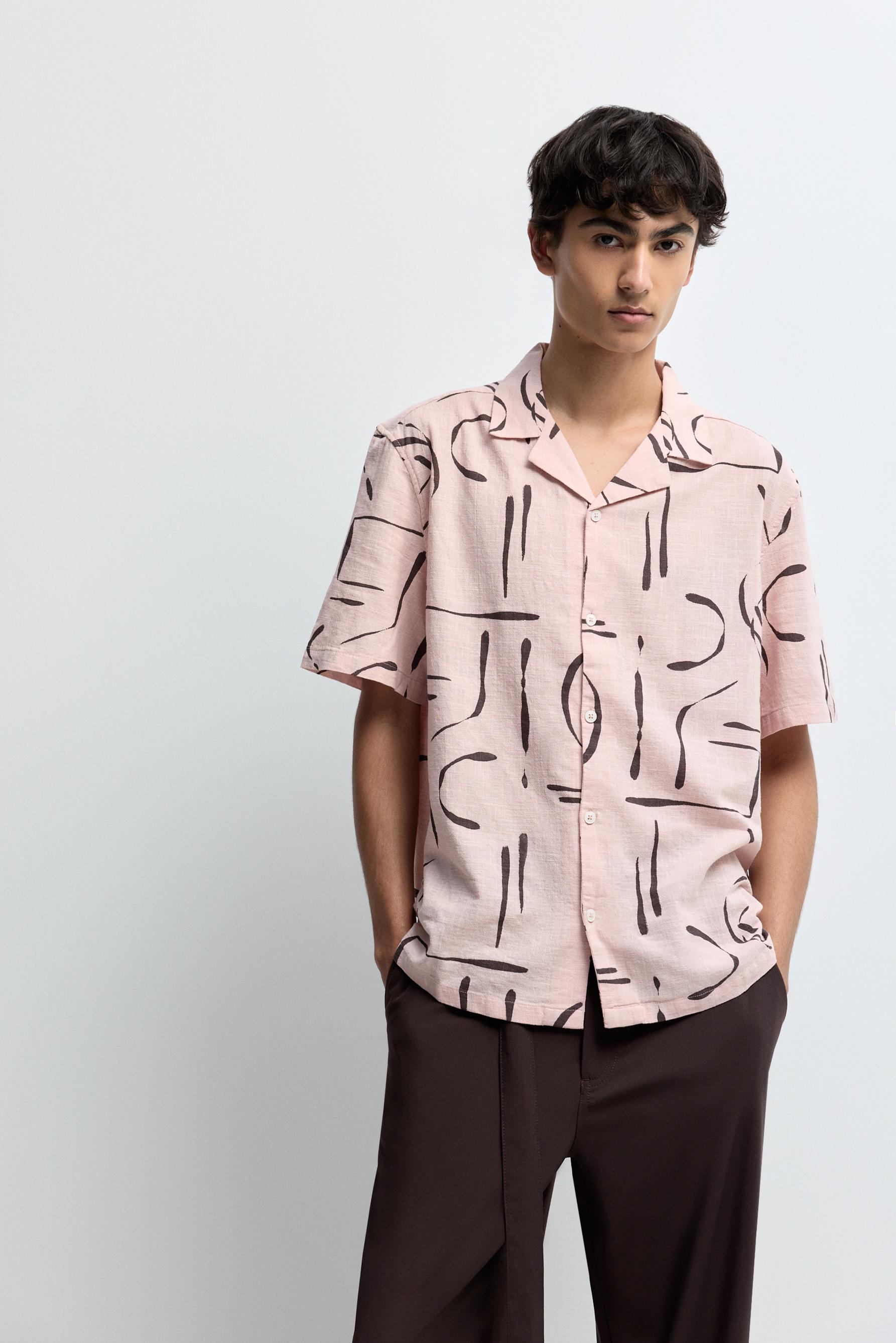 Cotton resort shirt — NEON PINK