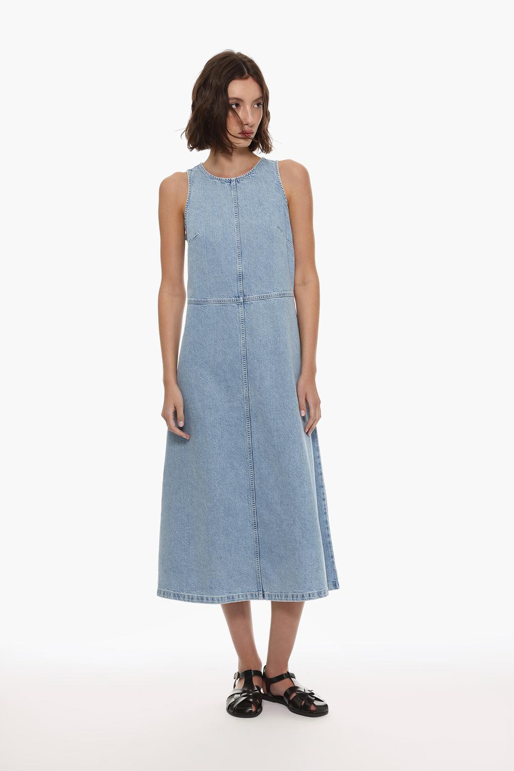 Denim midi soinekoa