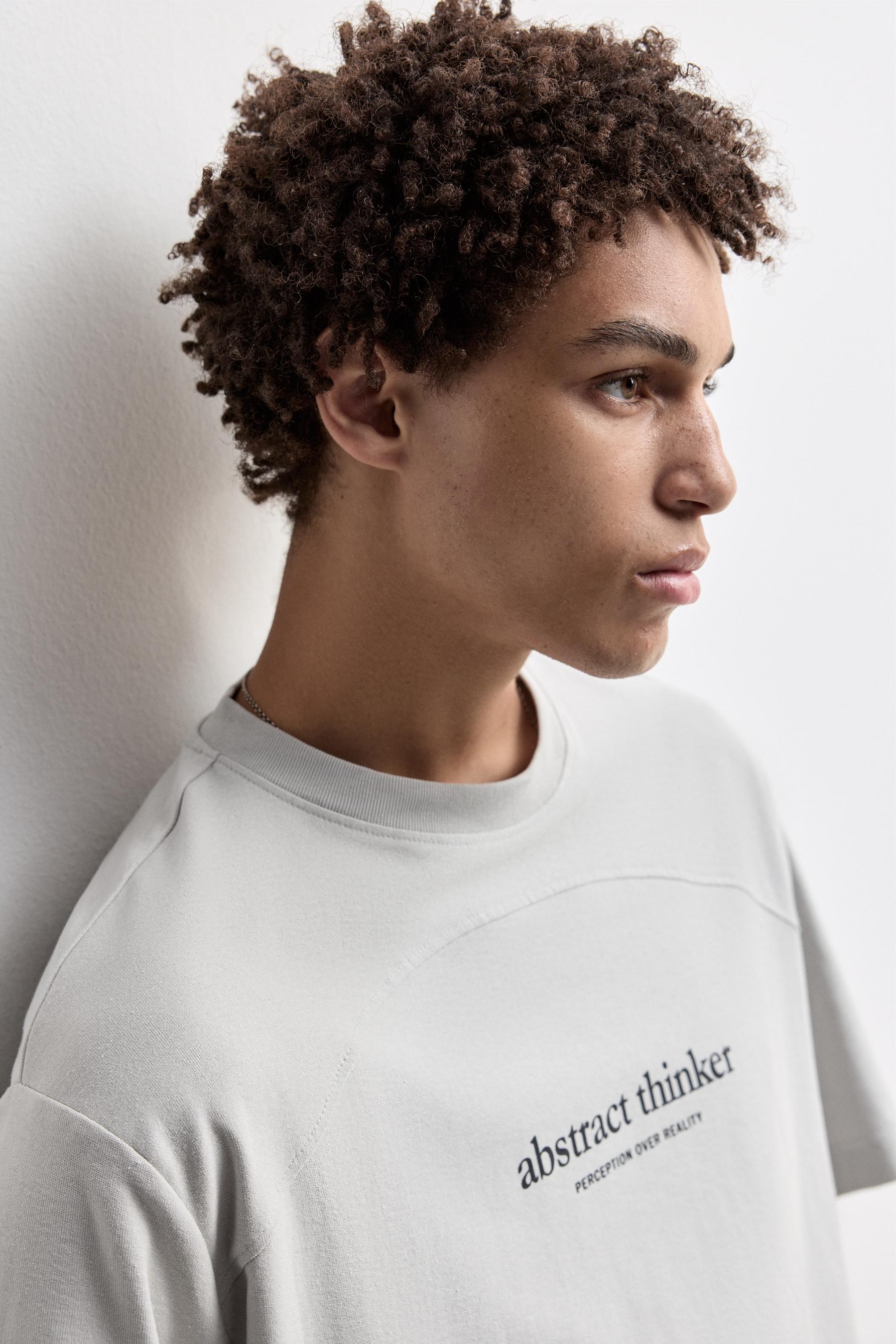 Oversized printed T-shirt — PALE GREY