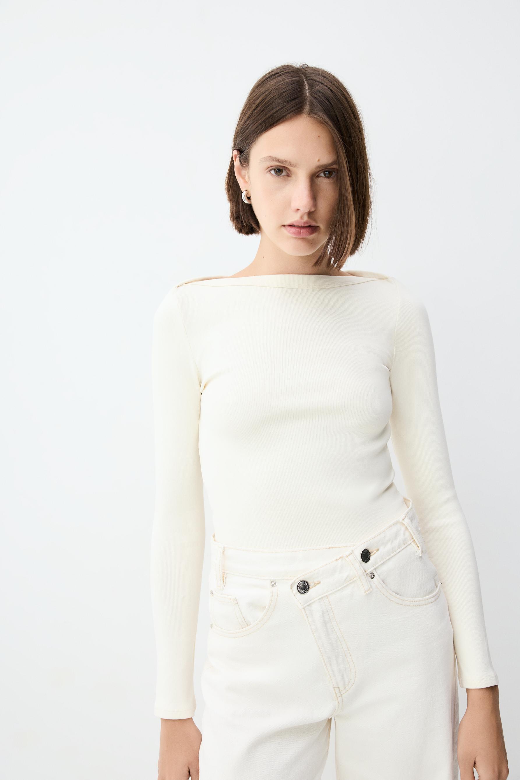 Camiseta cuello barco canalé