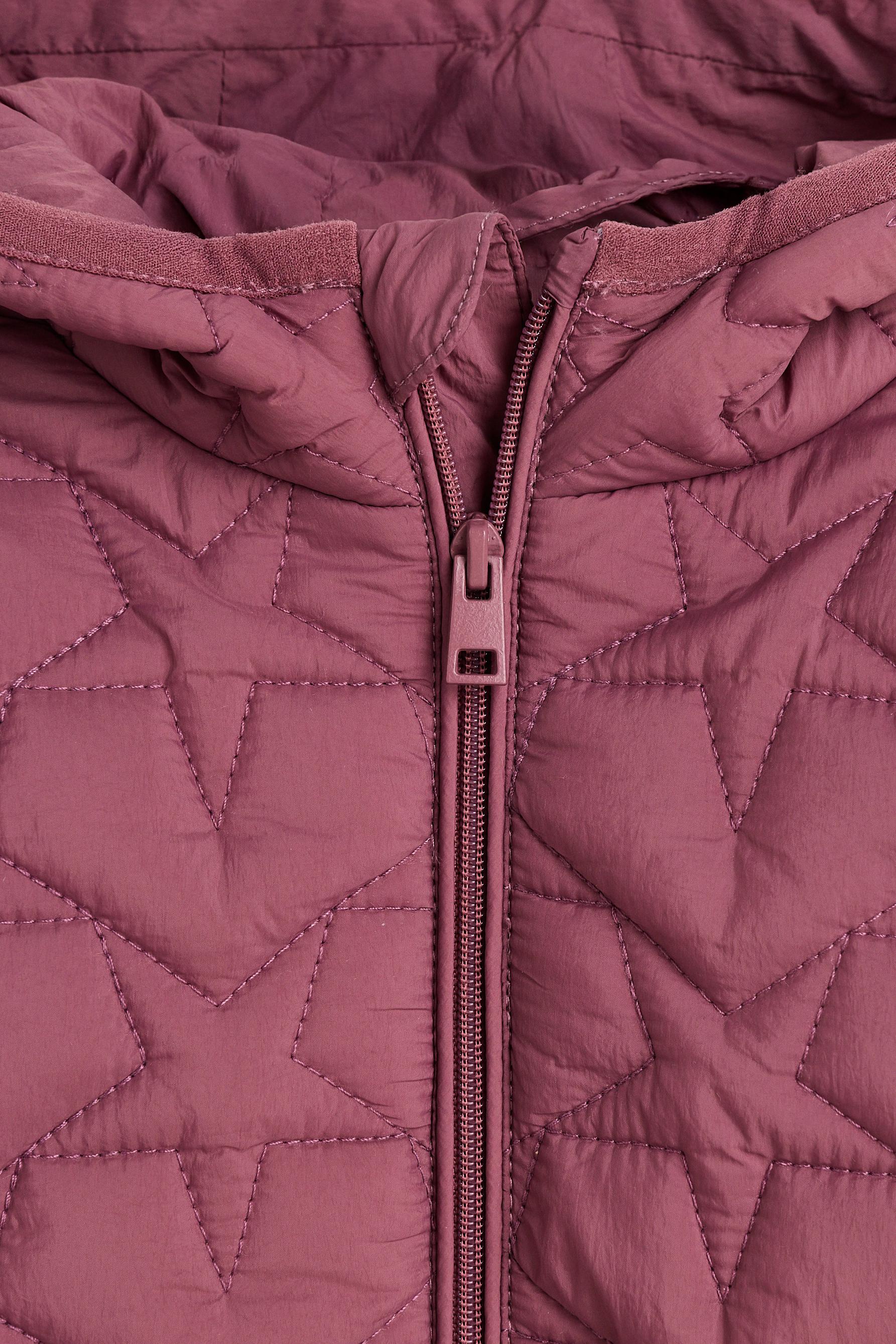 Lightweight quilted hooded star jacket — RASPBERRY