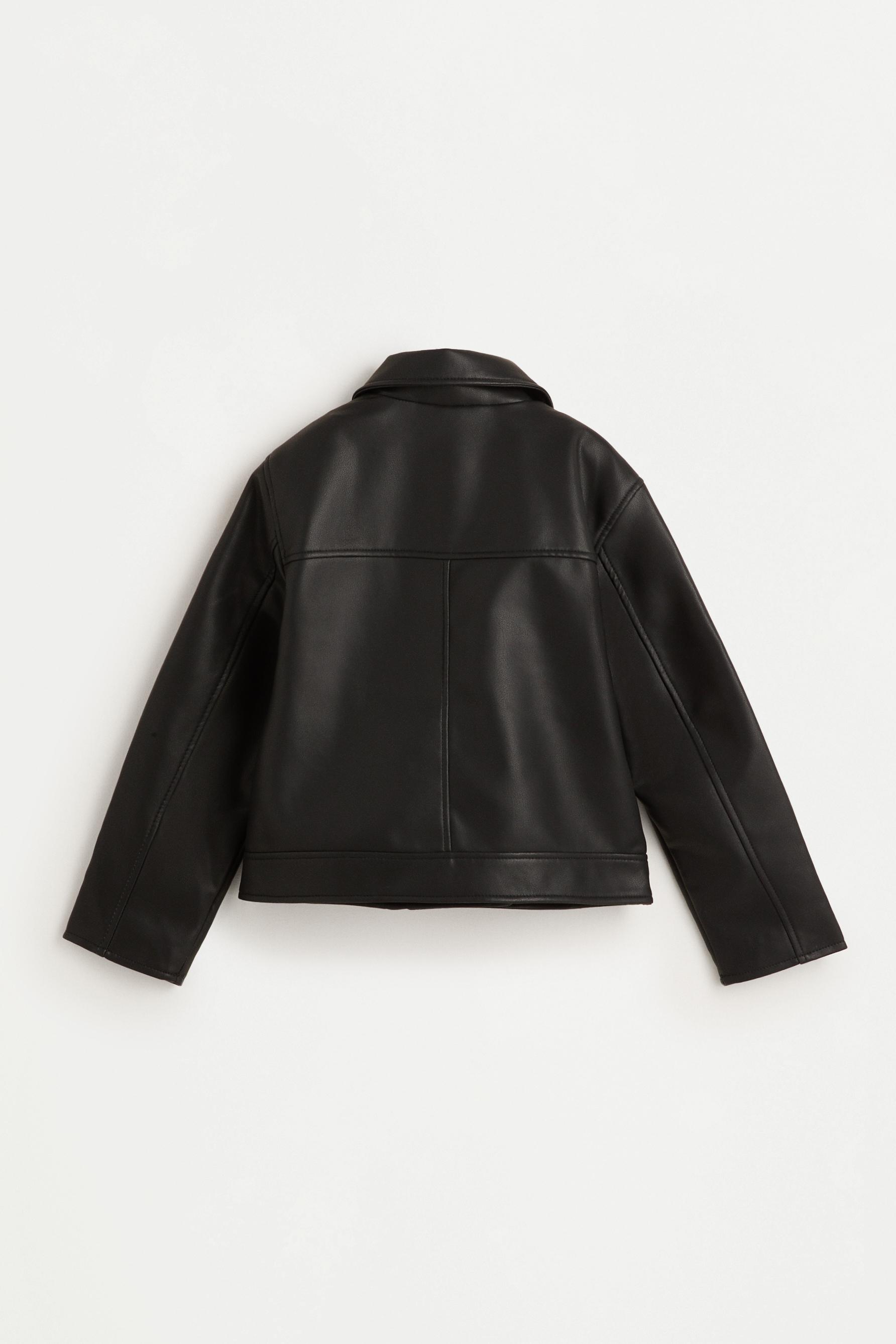 Leather effect biker jacket — BLACK