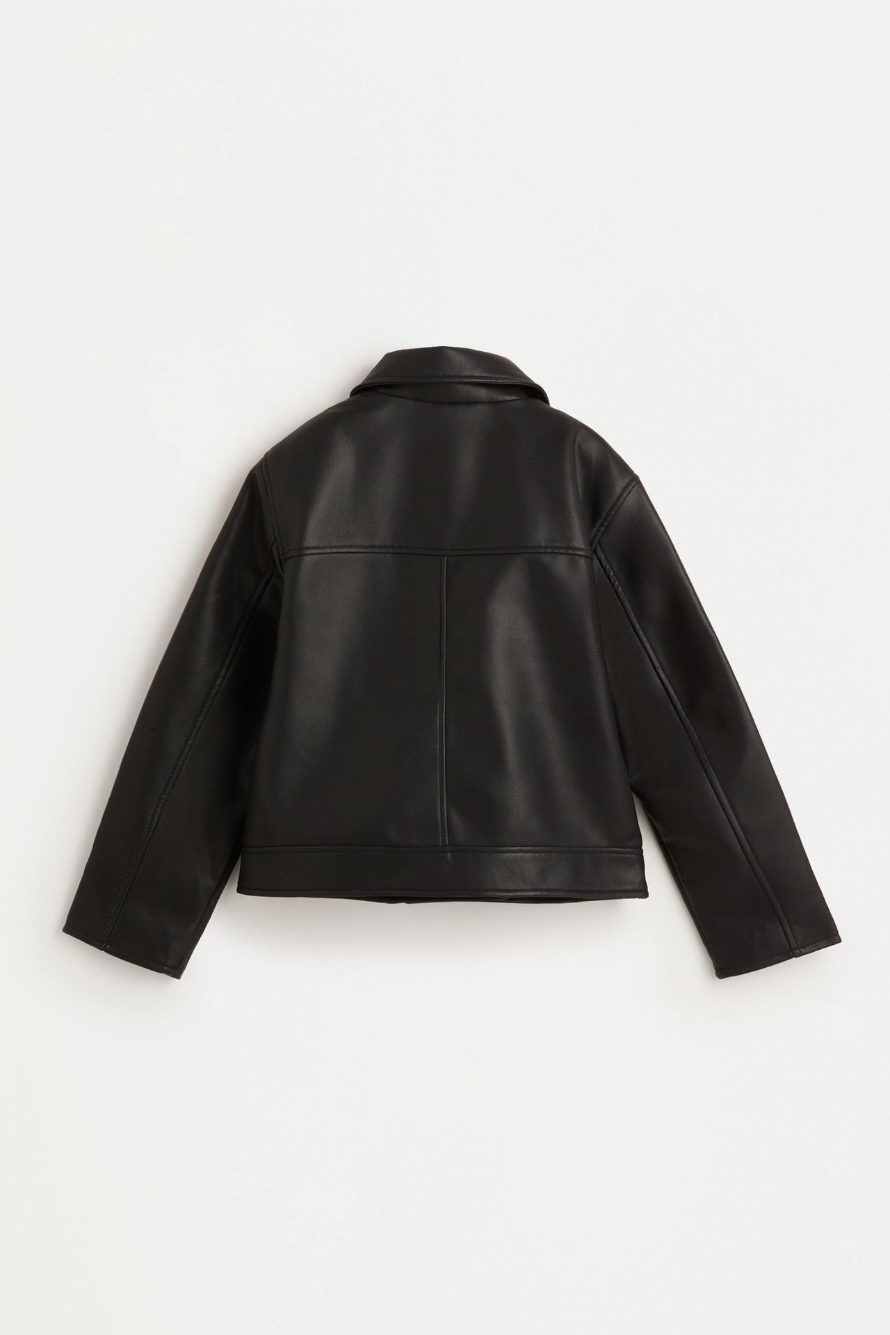 Leather effect biker jacket — BLACK