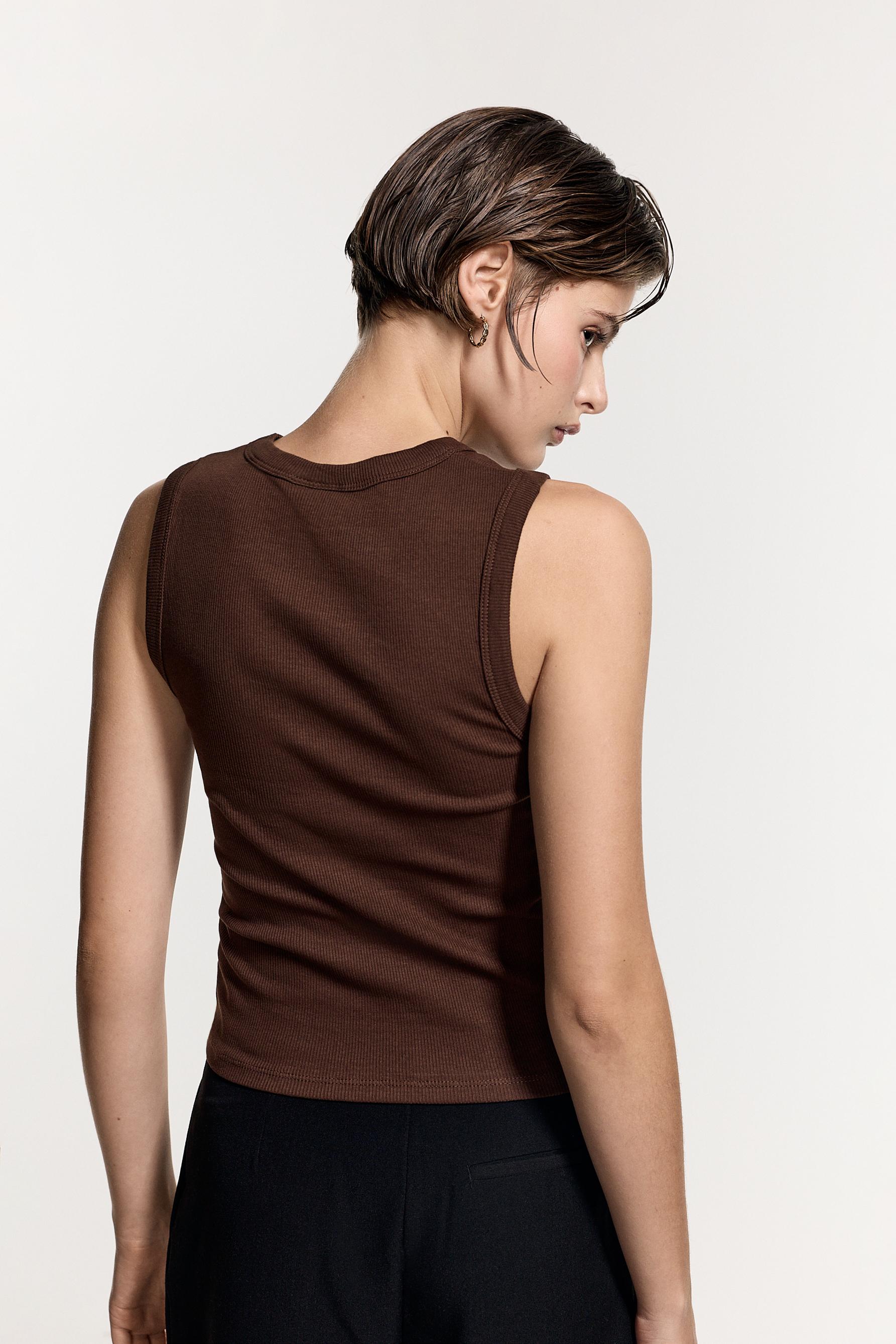 Ribbed racerback top — BROWN