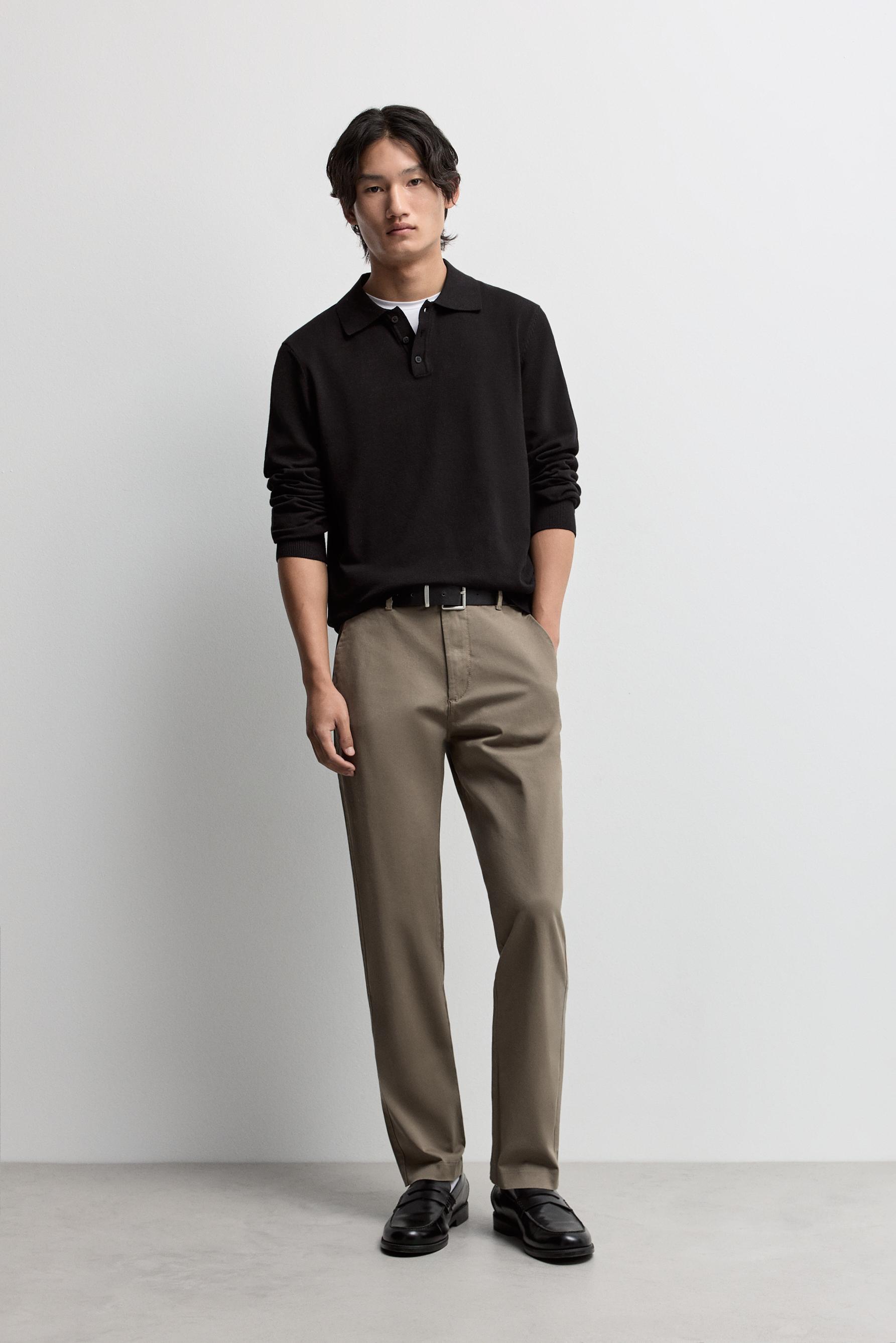 Slim fit chino trousers — KHAKI