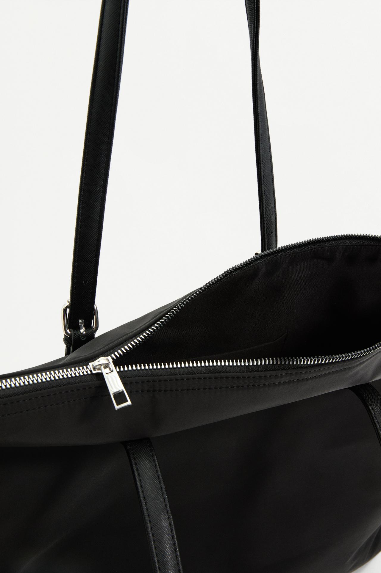Nylon shopper bag — BLACK