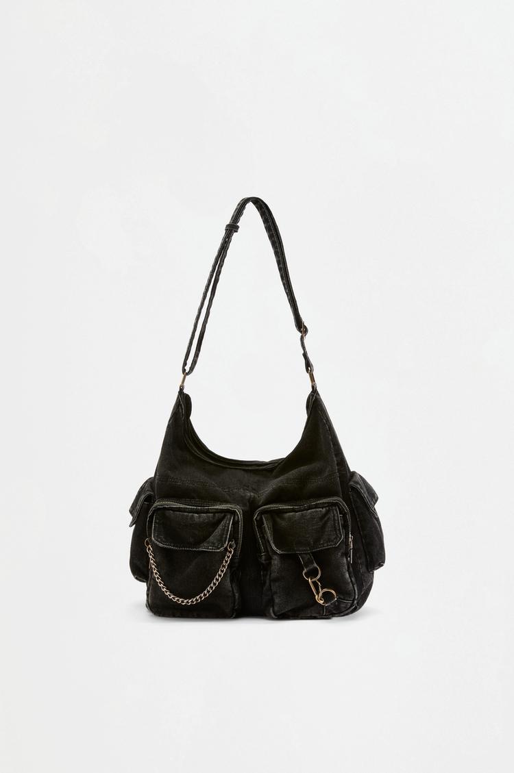 Denim crossbody bag — BLACK