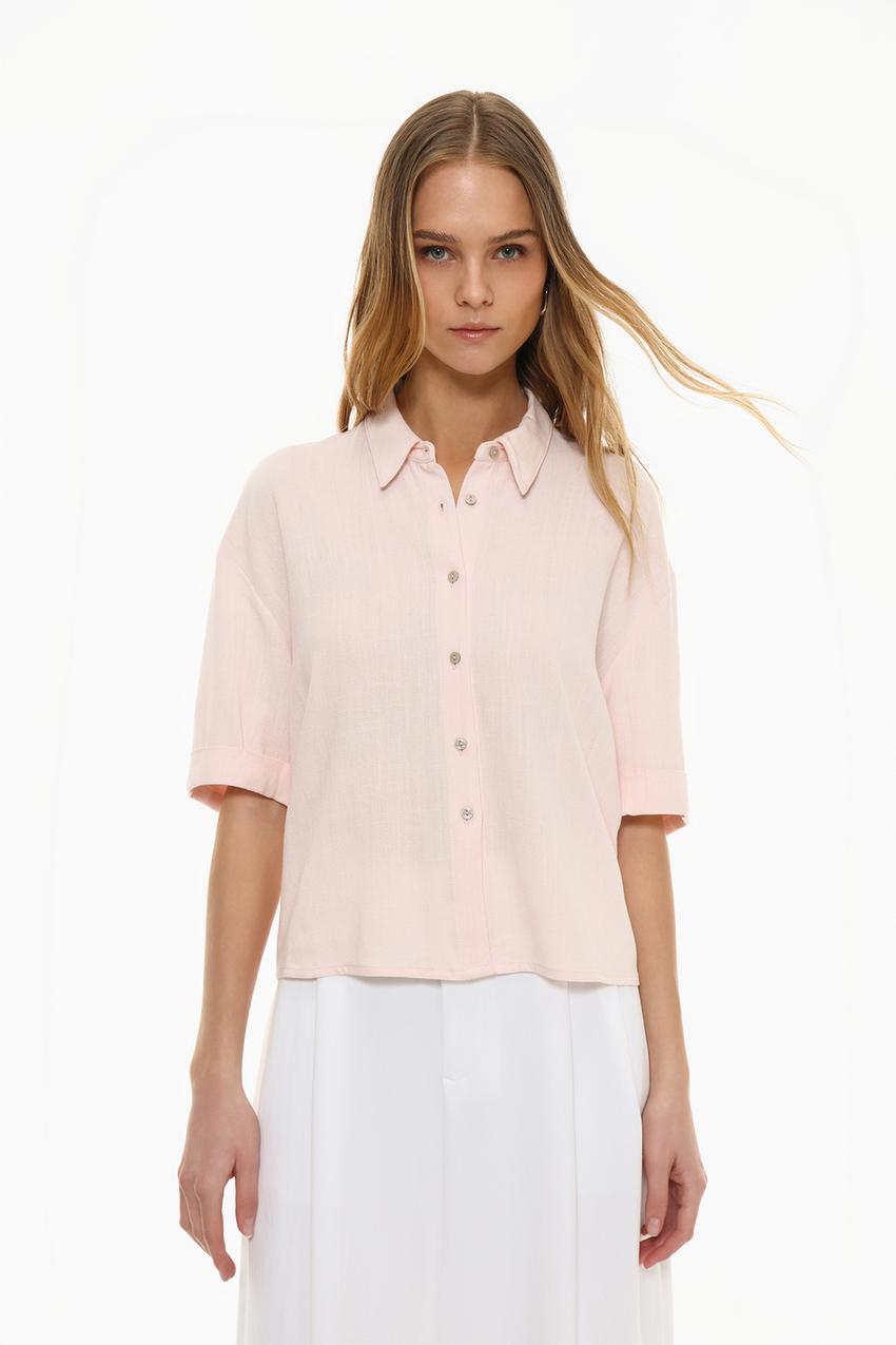 Camisa rústica con lino Camisas Blusas ROPA Mujer