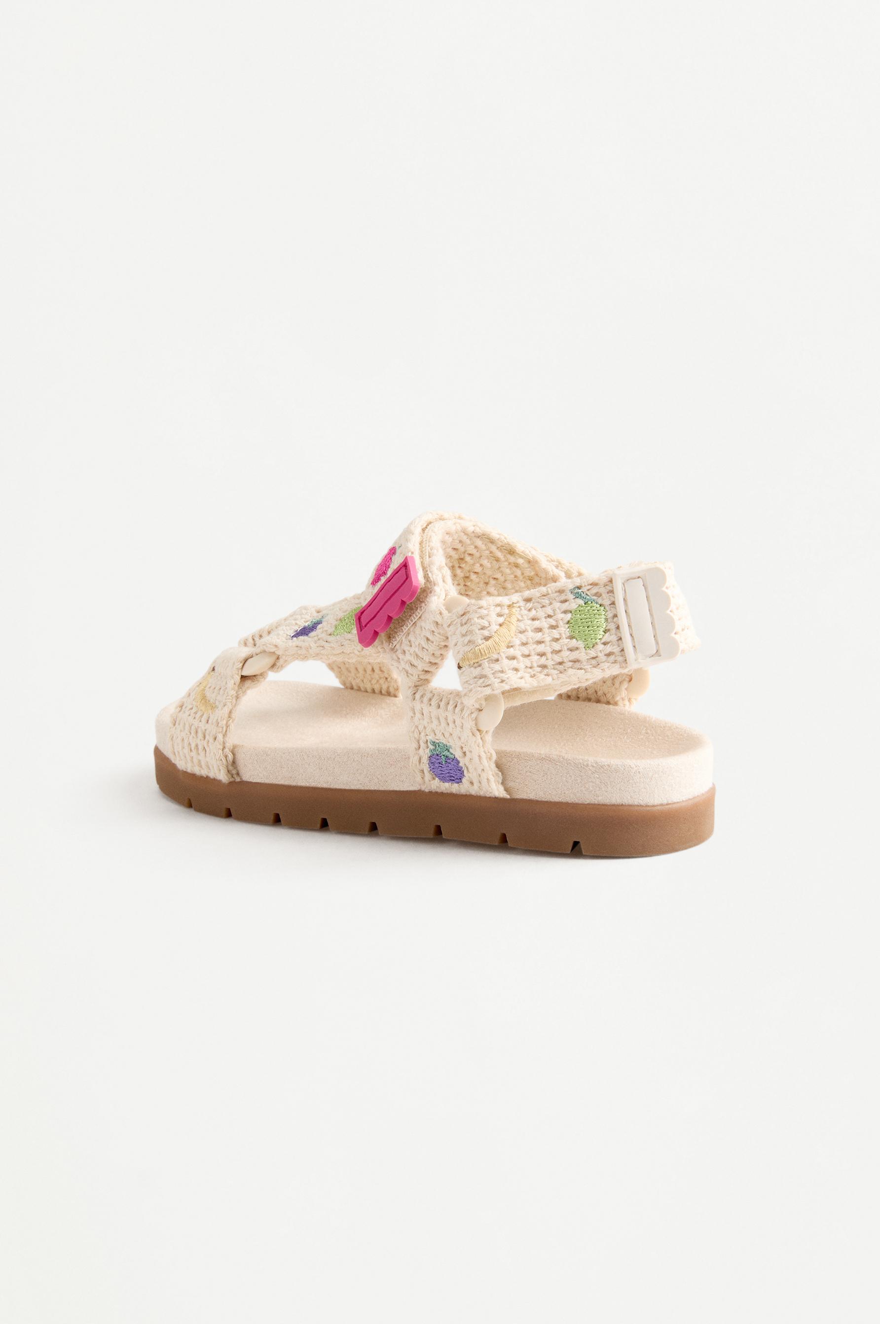 EMBROIDERED COMFORT SANDALS — ECRU