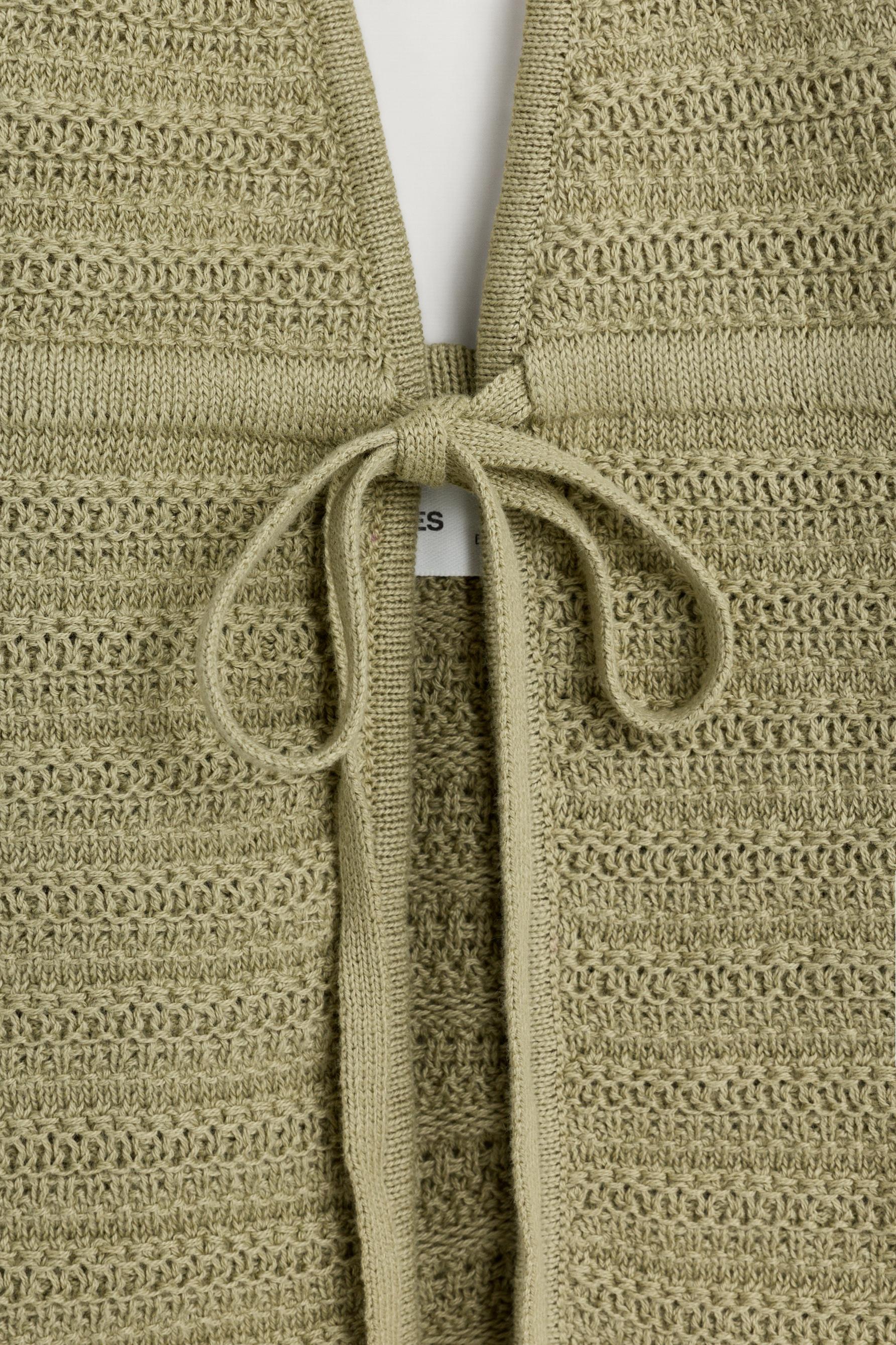 Tie-detail knit top — PALE KHAKI