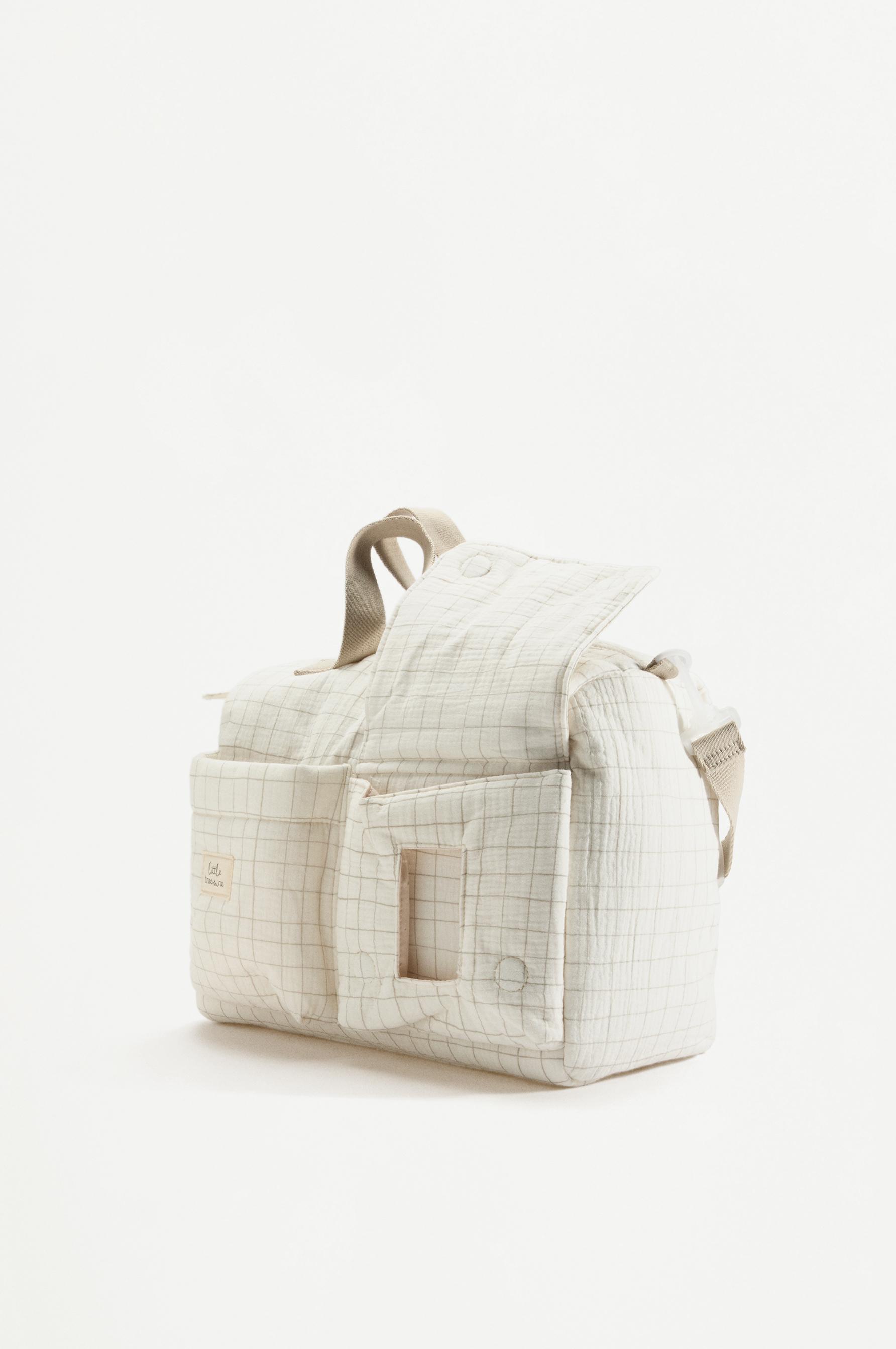Checked maternity bowling bag — ECRU