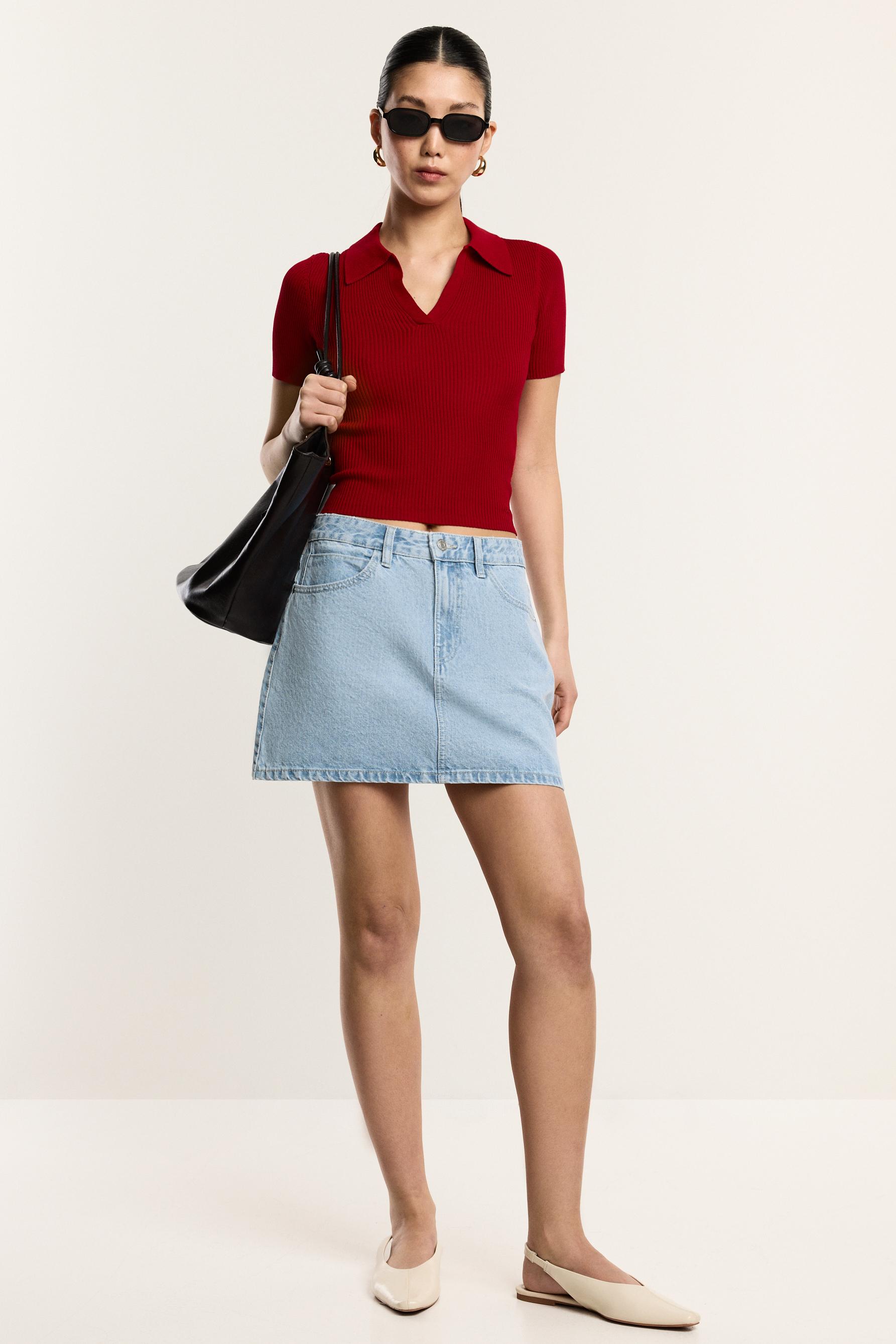 Falda denim mini