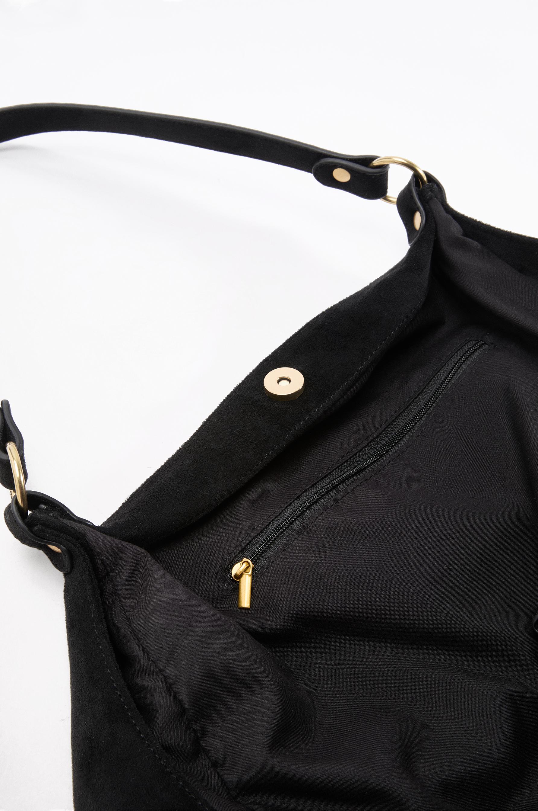 Faux suede tote bag — BLACK